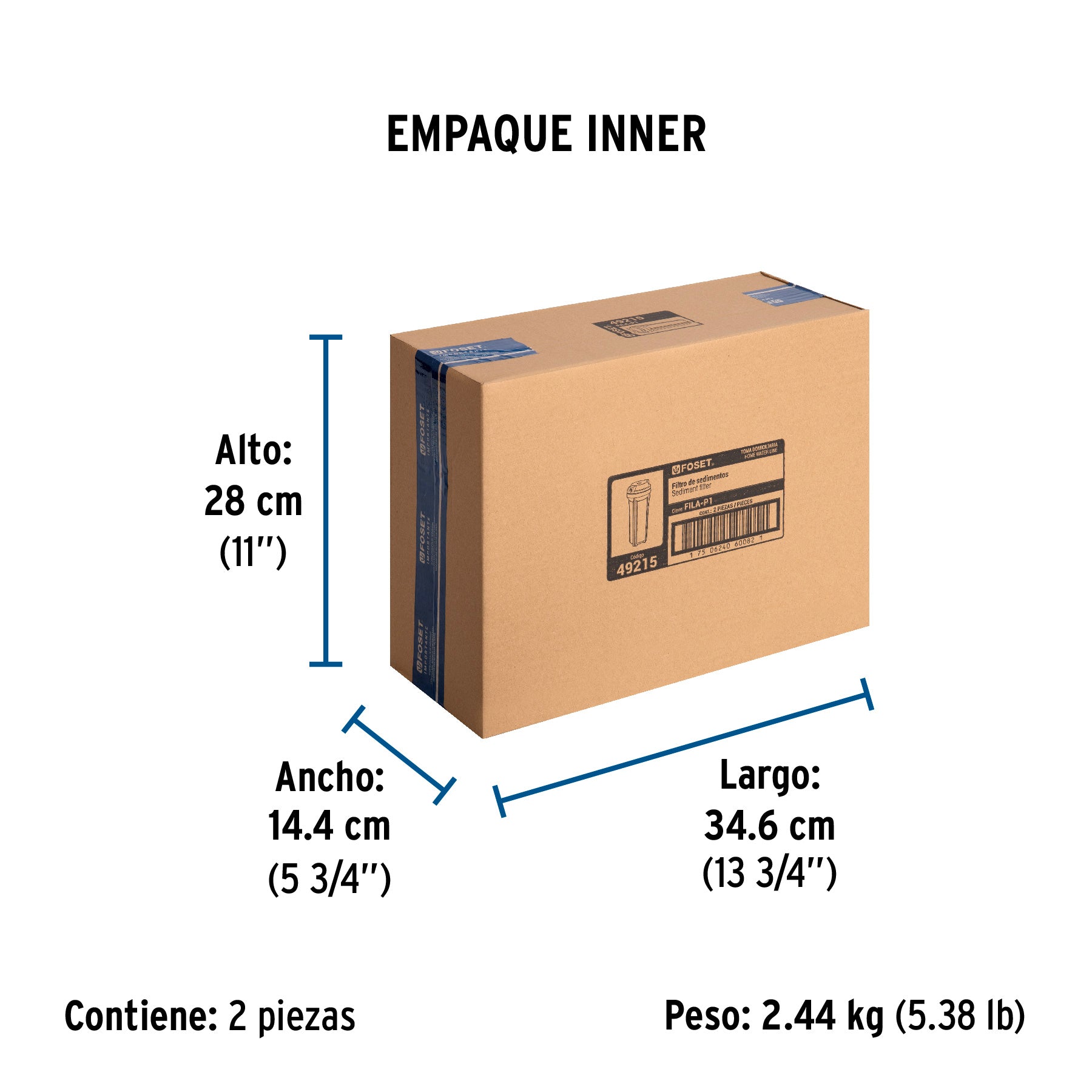 Filtro de sedimentos para agua, FOSET. Modelo: FILA-P1