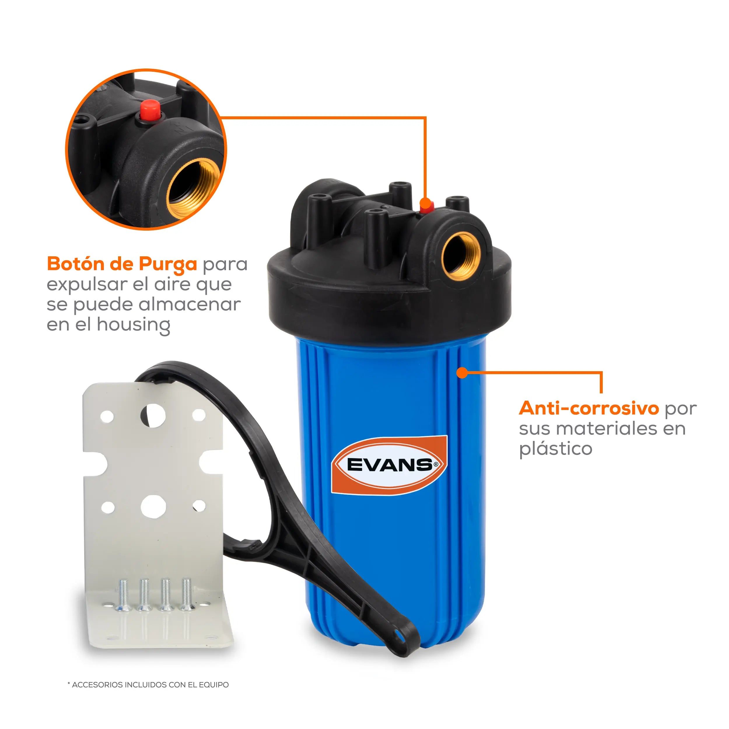KIT PRE-FILTRO 4X10 60 LPM Marca EVANS. Modelo: KIT-PF4X10