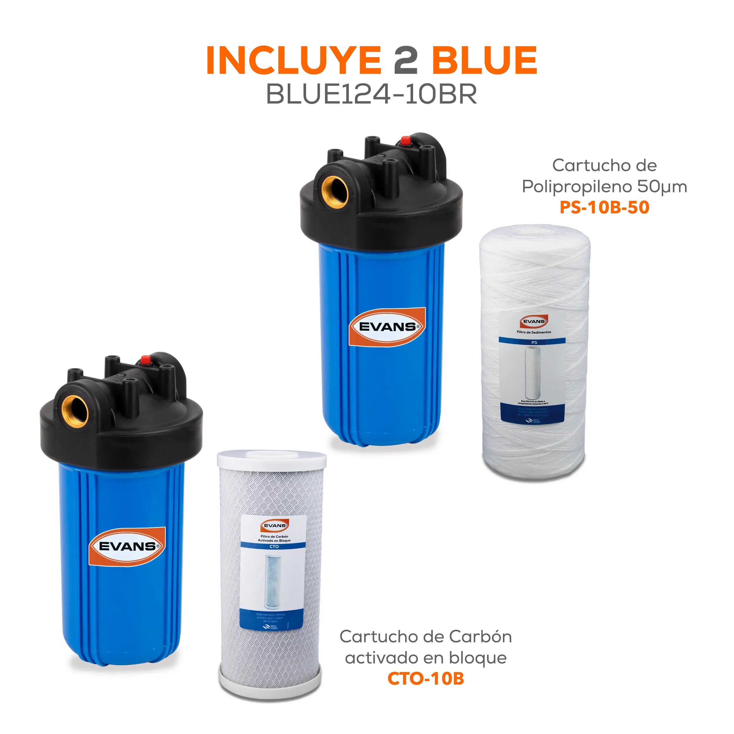 KIT PRE-FILTRO 4X10 60 LPM Marca EVANS. Modelo: KIT-PF4X10