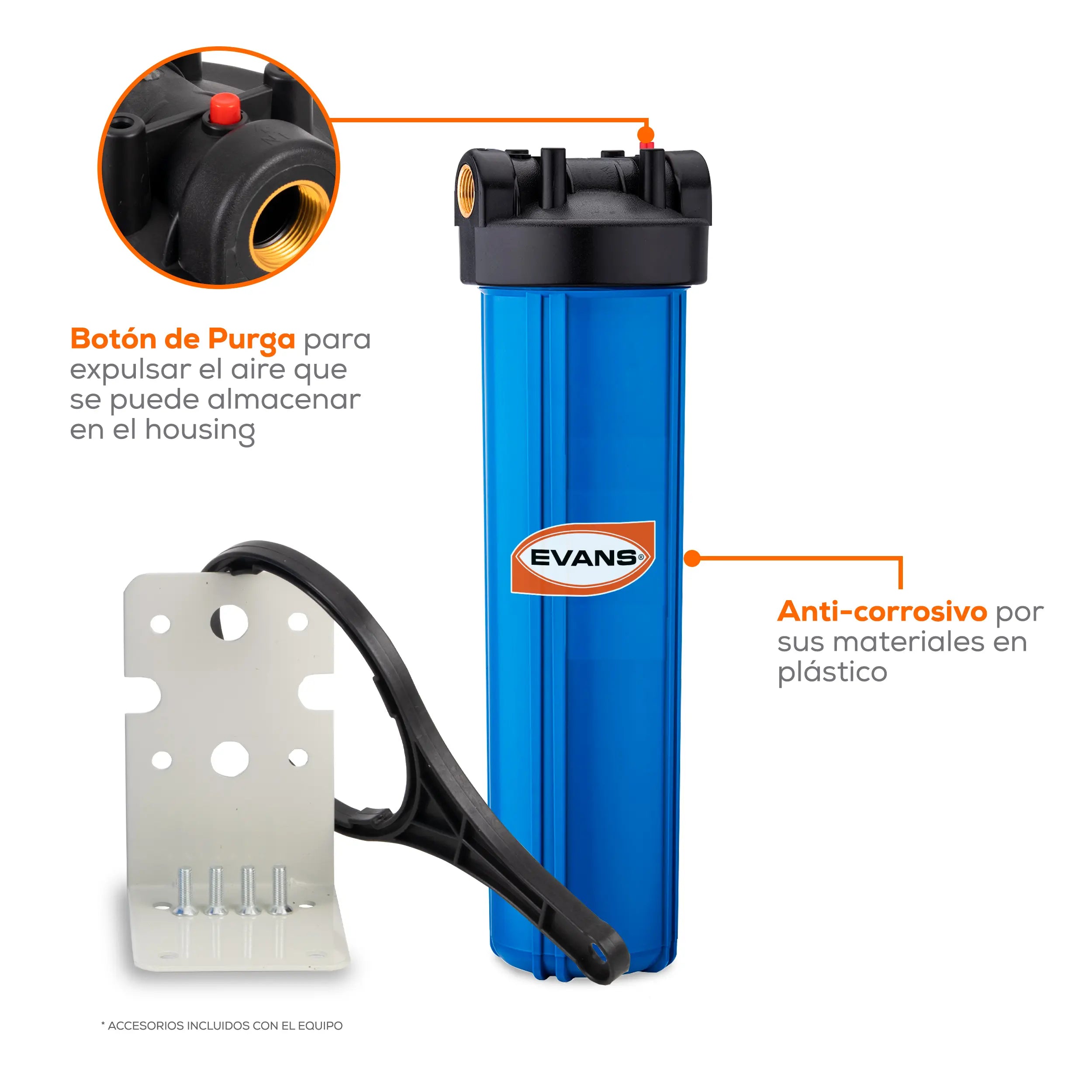 KIT PRE-FILTRO 4X20 60 LPM Marca EVANS. Modelo: KIT-PF4X20