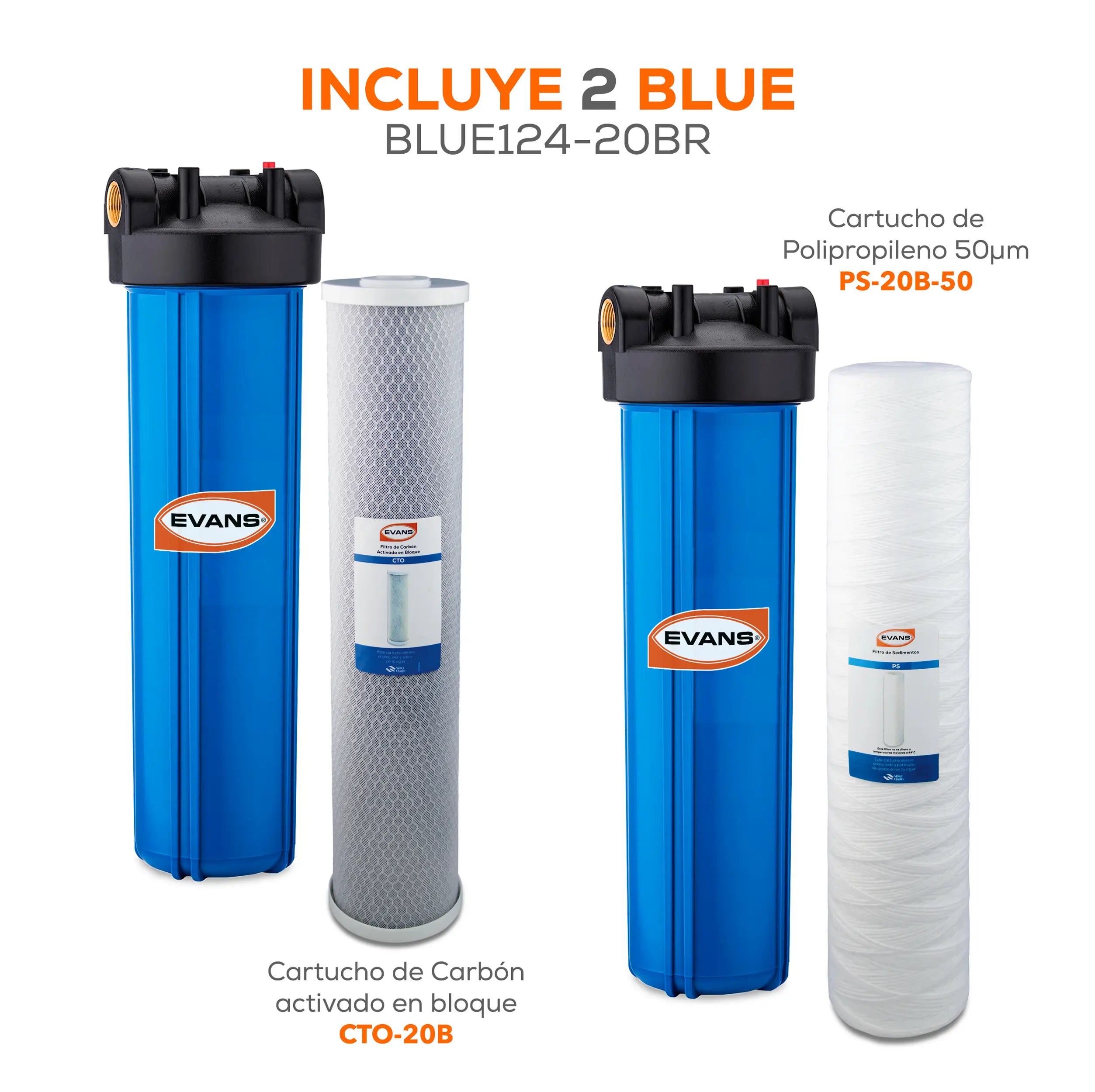 KIT PRE-FILTRO 4X20 60 LPM Marca EVANS. Modelo: KIT-PF4X20