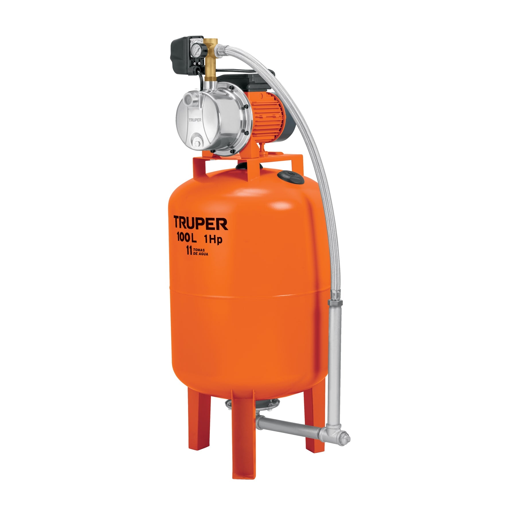 Equipo hidroneumático 100L, jet inoxidable 1 HP, TRUPER. Modelo: HIDR-1X100