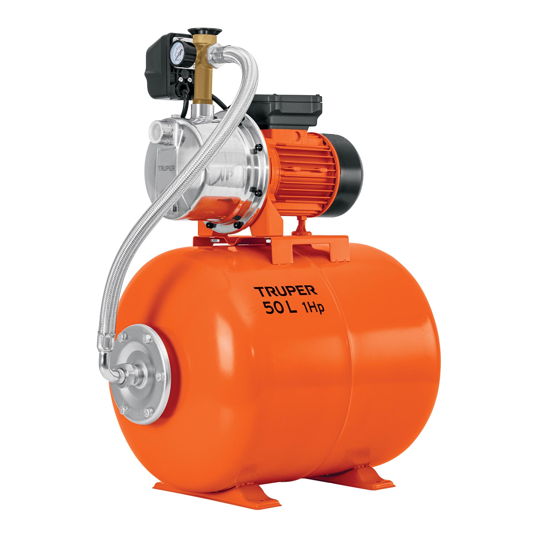 Equipo hidroneumático 50L, jet inoxidable 1 HP, TRUPER. Modelo: HIDR-1X50