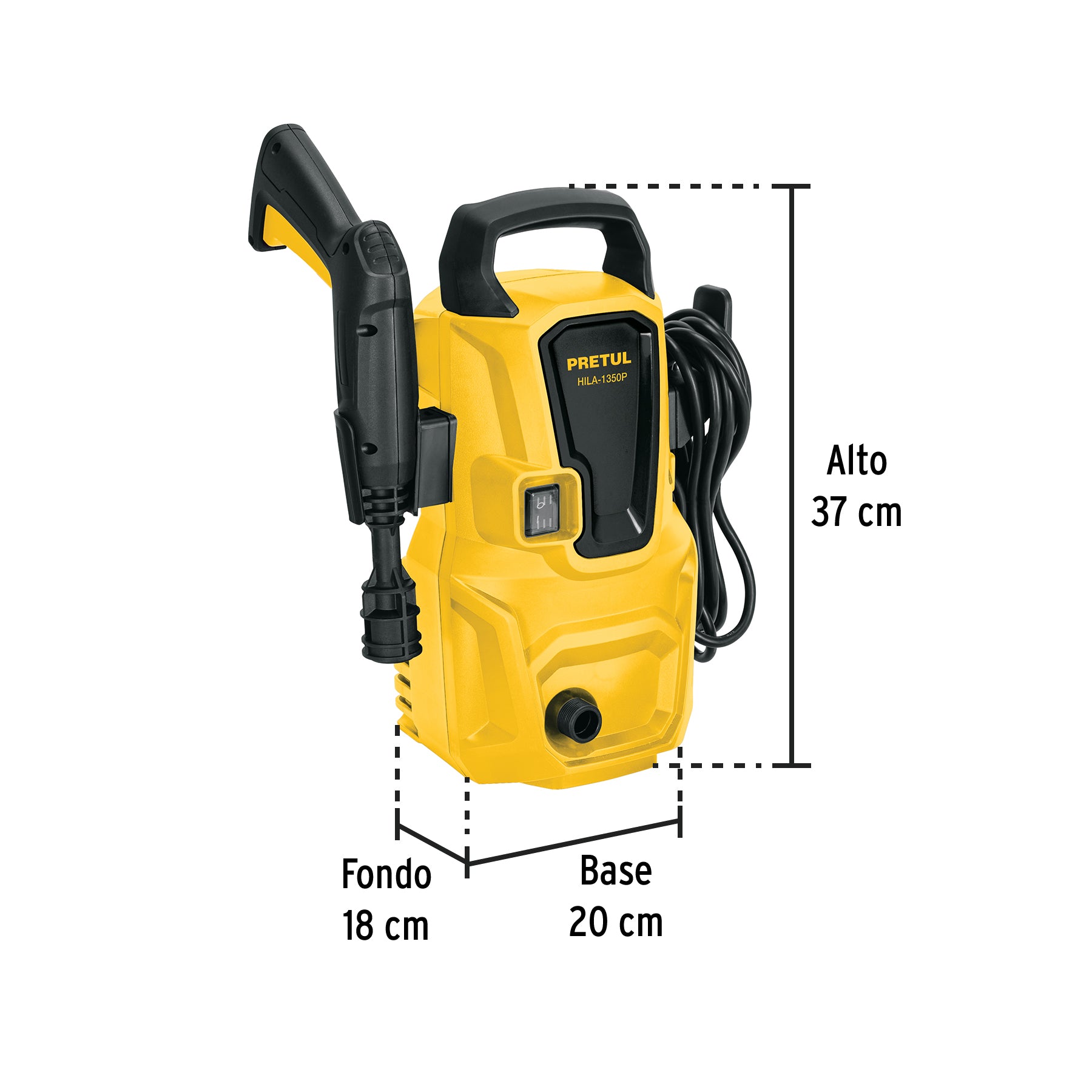 Hidrolavadora eléctrica 1350 PSI, PRETUL. Modelo: HILA-1350P