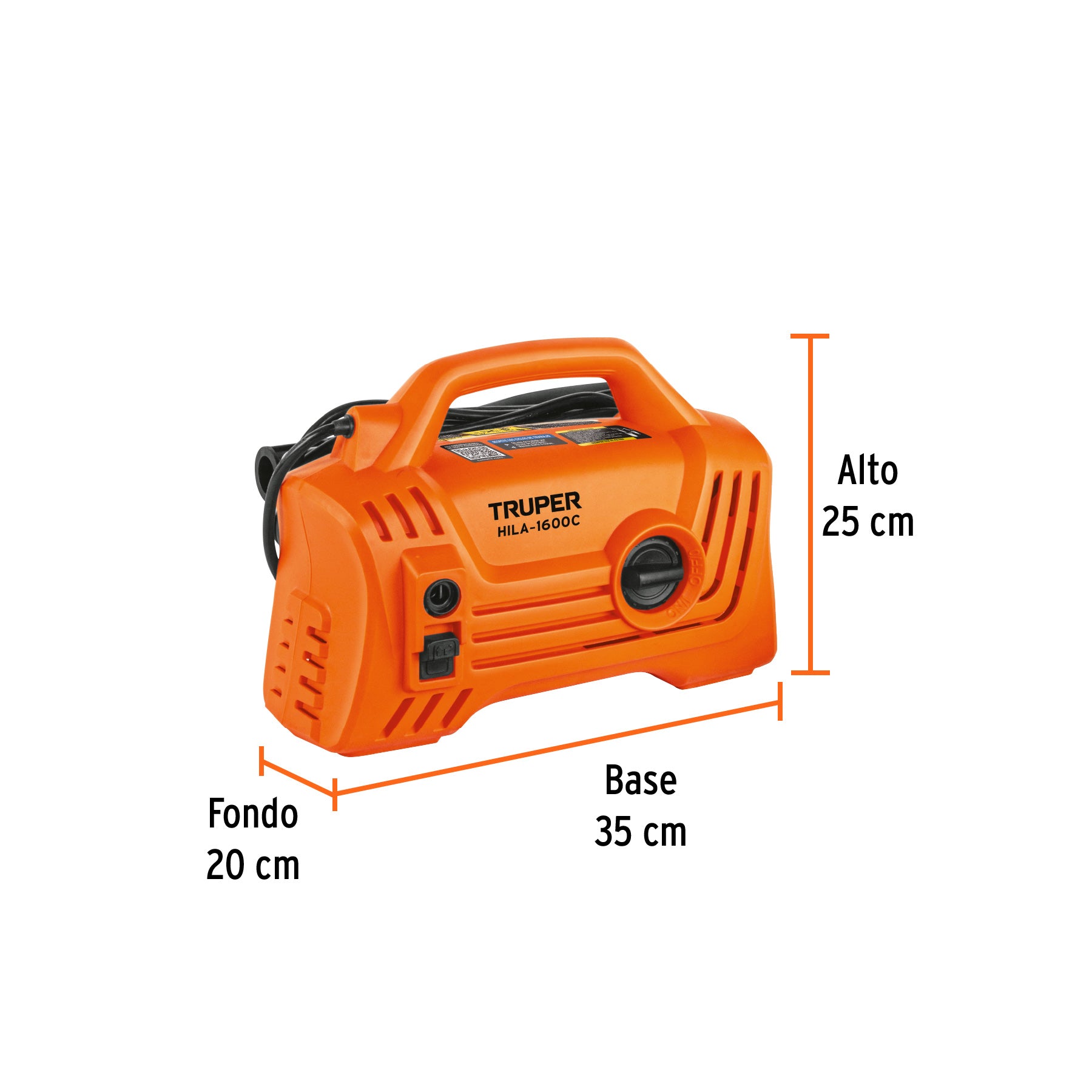 Hidrolavadora eléctrica compacta 1600 PSI, TRUPER. Modelo: HILA-1600C