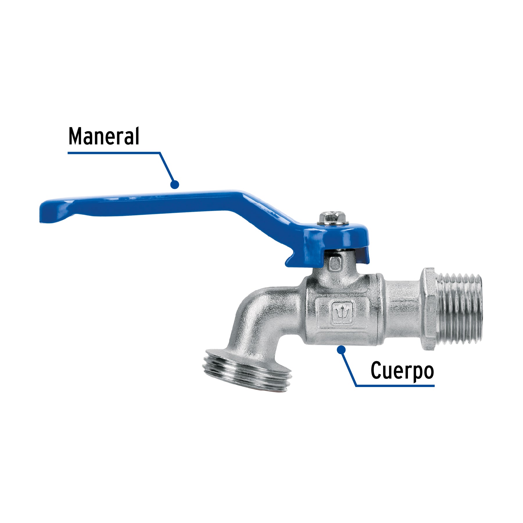 Llave de esfera de latón 1/2', 140 g, s/adaptador, FOSET. Modelo: LLE-140LS