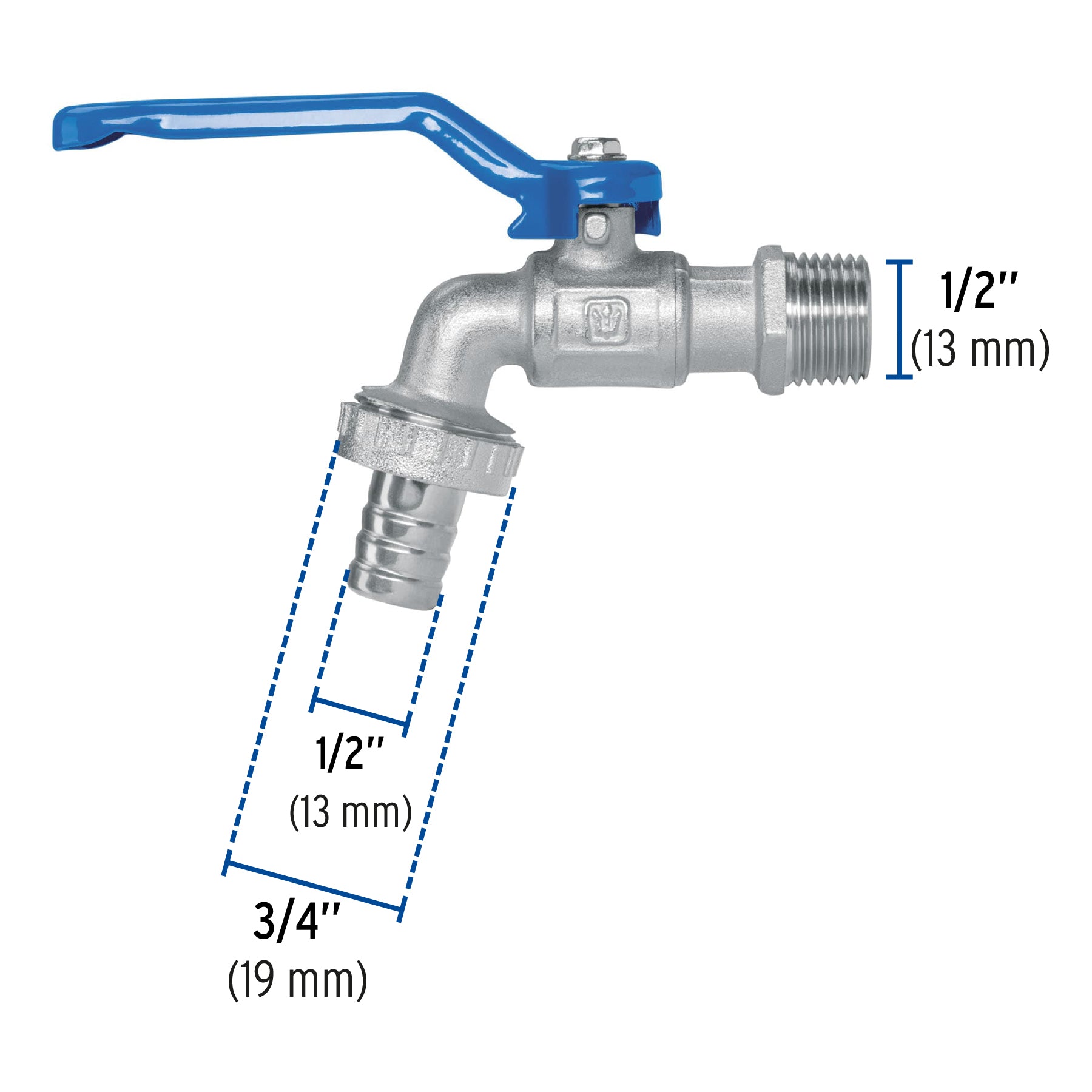 Llave de esfera, de latón, 140 gr, entrada 1/2', FOSET. Modelo: LLE-140L