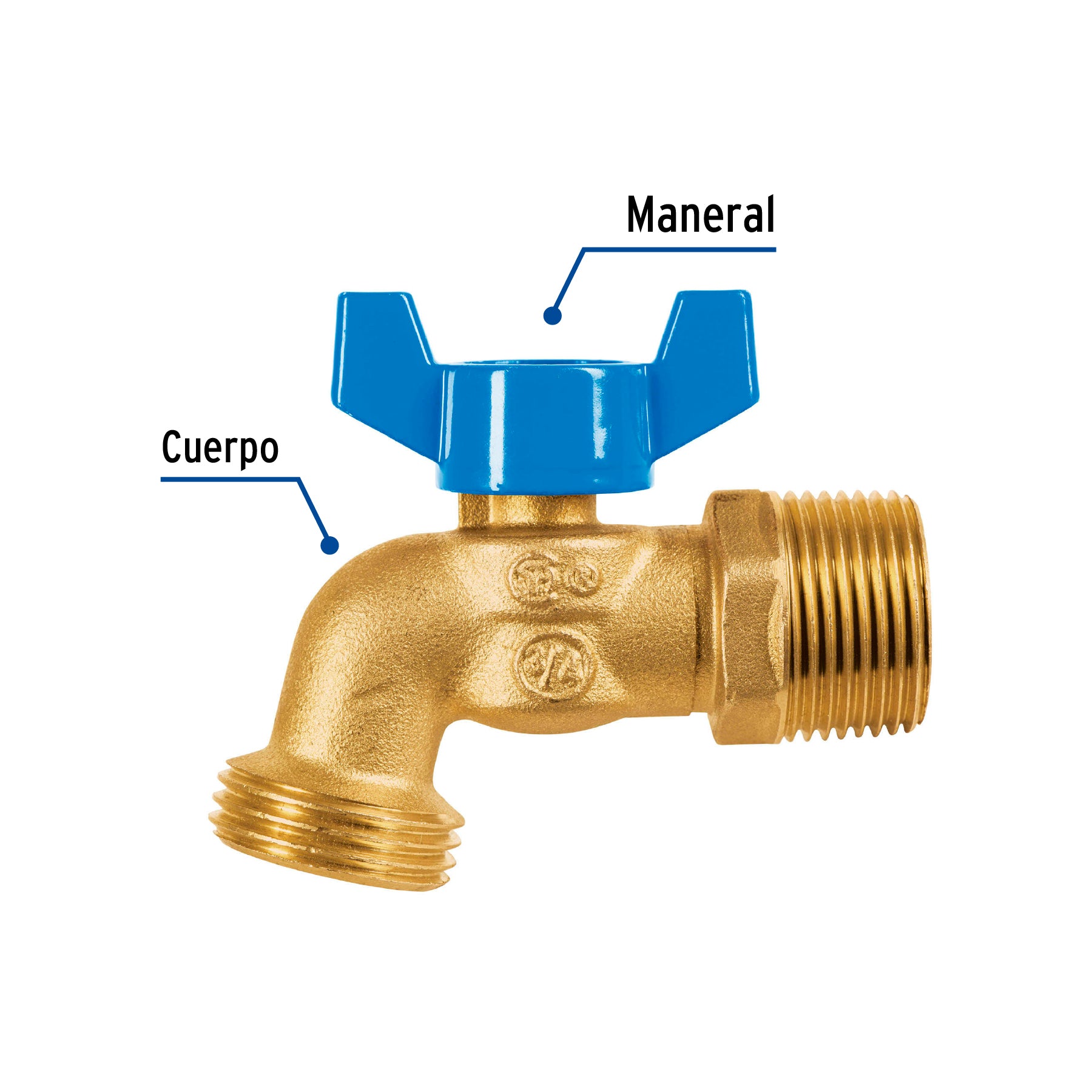 Llave de esfera de latón 3/4' con rosca para manguera, FOSET. Modelo: LLE-151L
