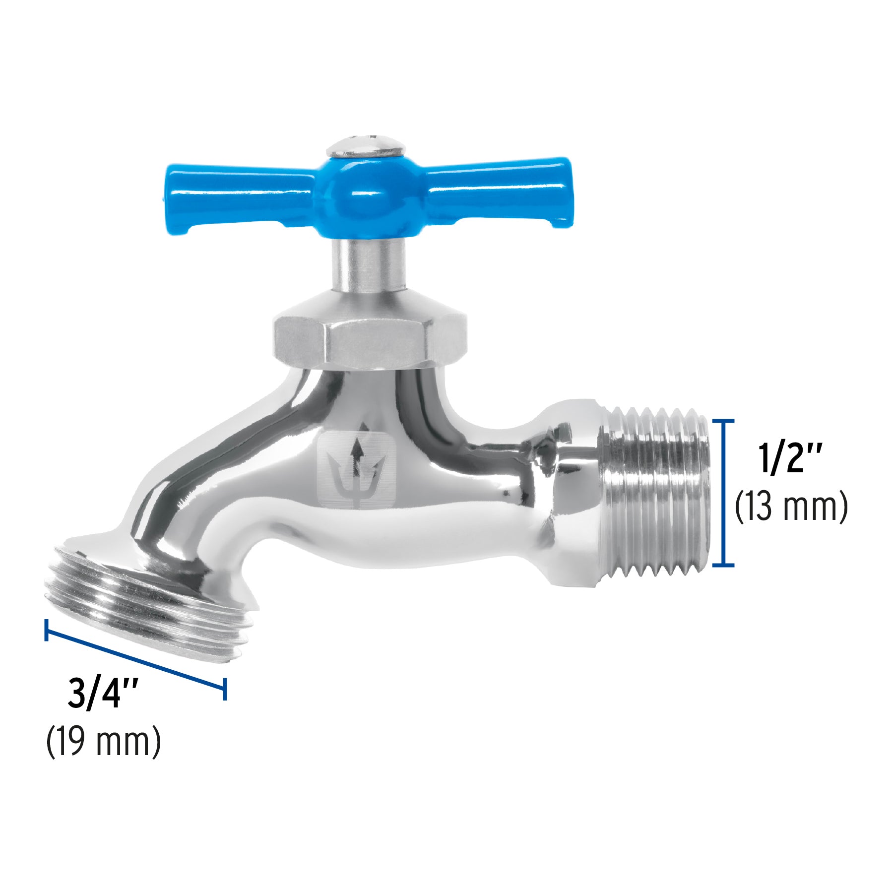 Llave p/manguera, de latón cromado, 130g, 1/2',granel, FOSET. Modelo: LLJ-130C