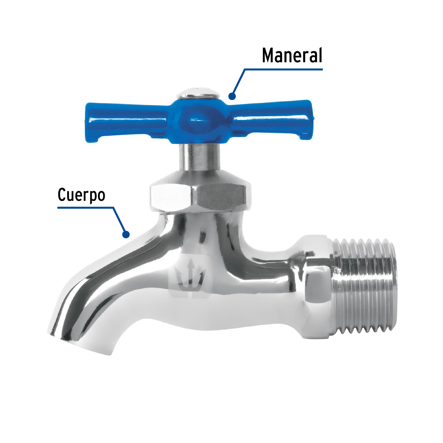 Llave de nariz de latón cromado, 135 g, entrada 1/2', FOSET. Modelo: LLJ-135C