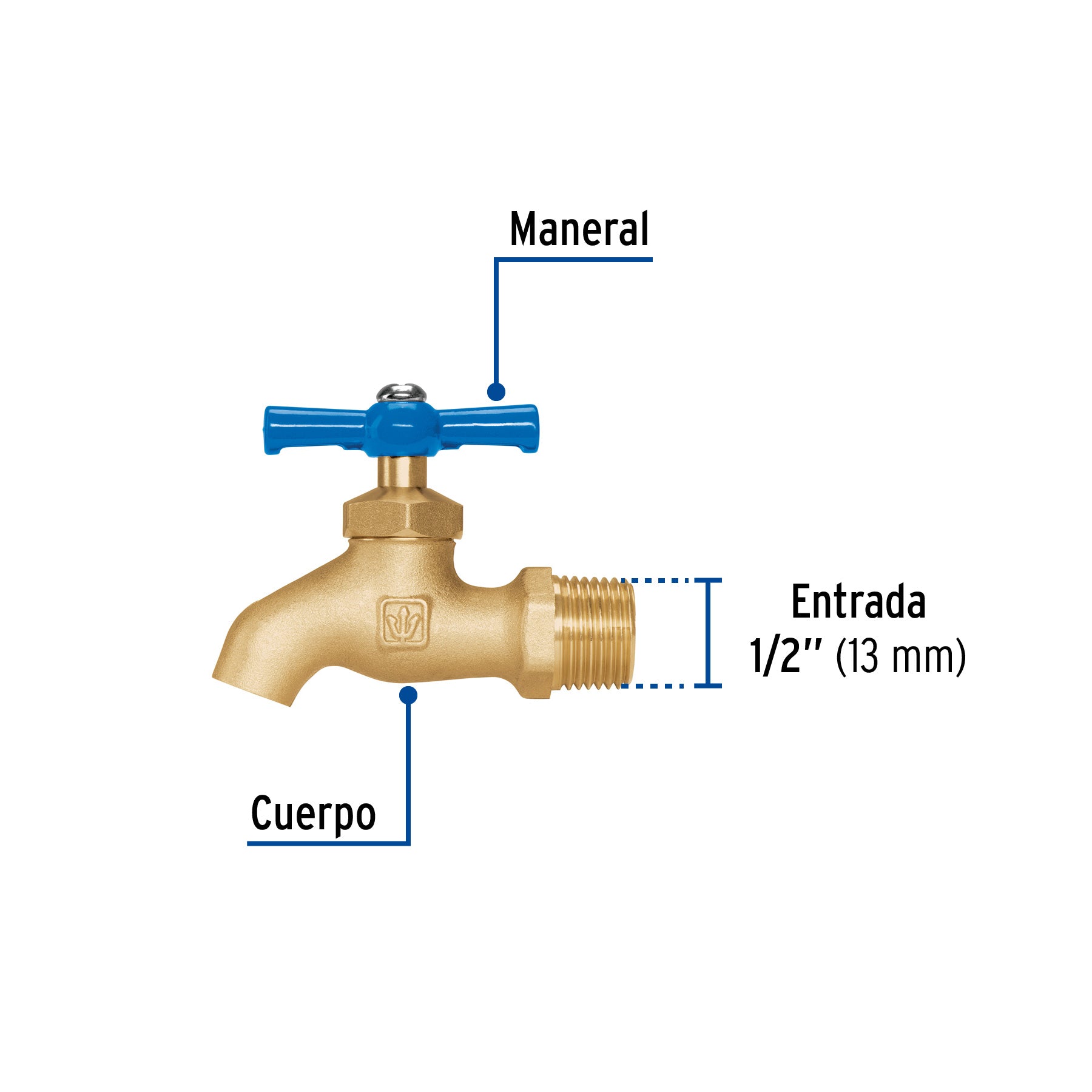 Llave de nariz de latón, 135 g, entrada 1/2', FOSET. Modelo: LLJ-135