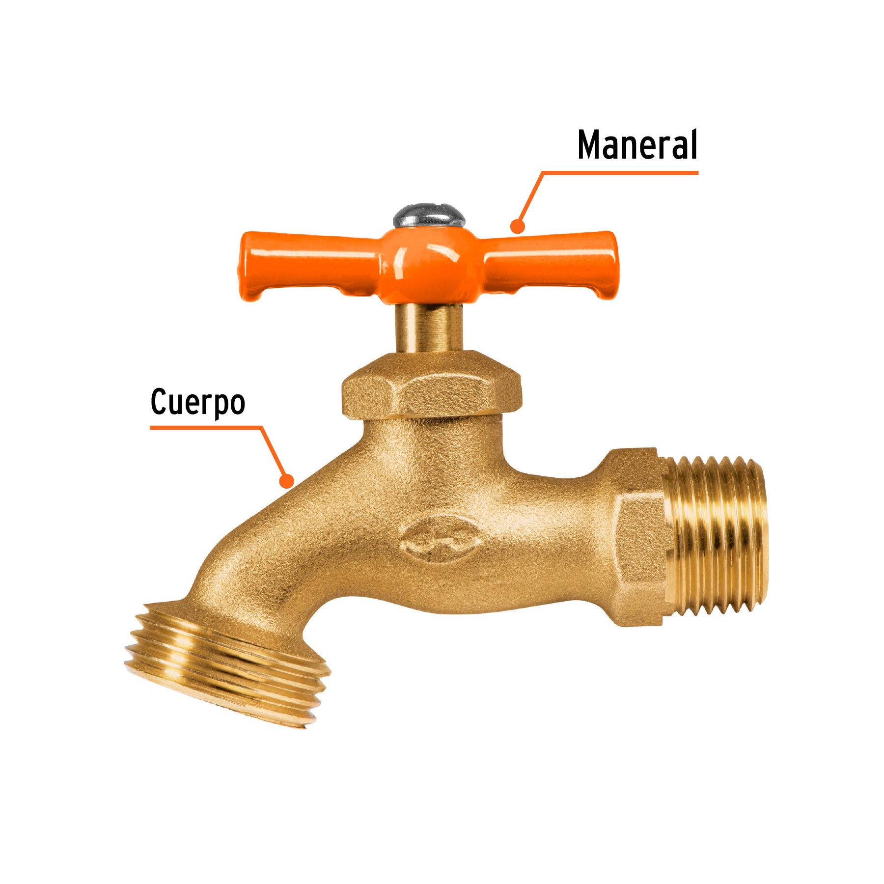 Llave p/manguera, de latón 140g, 1/2', blíster, TRUPER. Modelo: LLJ-140B