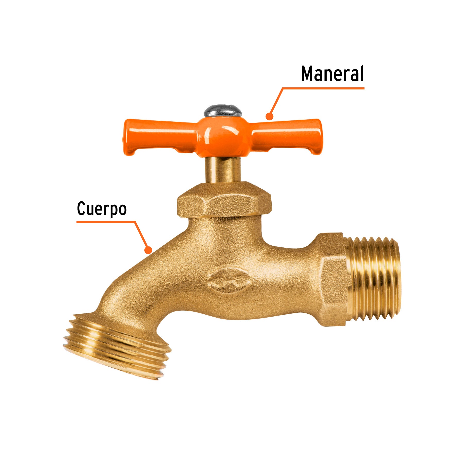 Llave p/manguera, de latón, 140g, 1/2', granel, TRUPER. Modelo: LLJ-140T