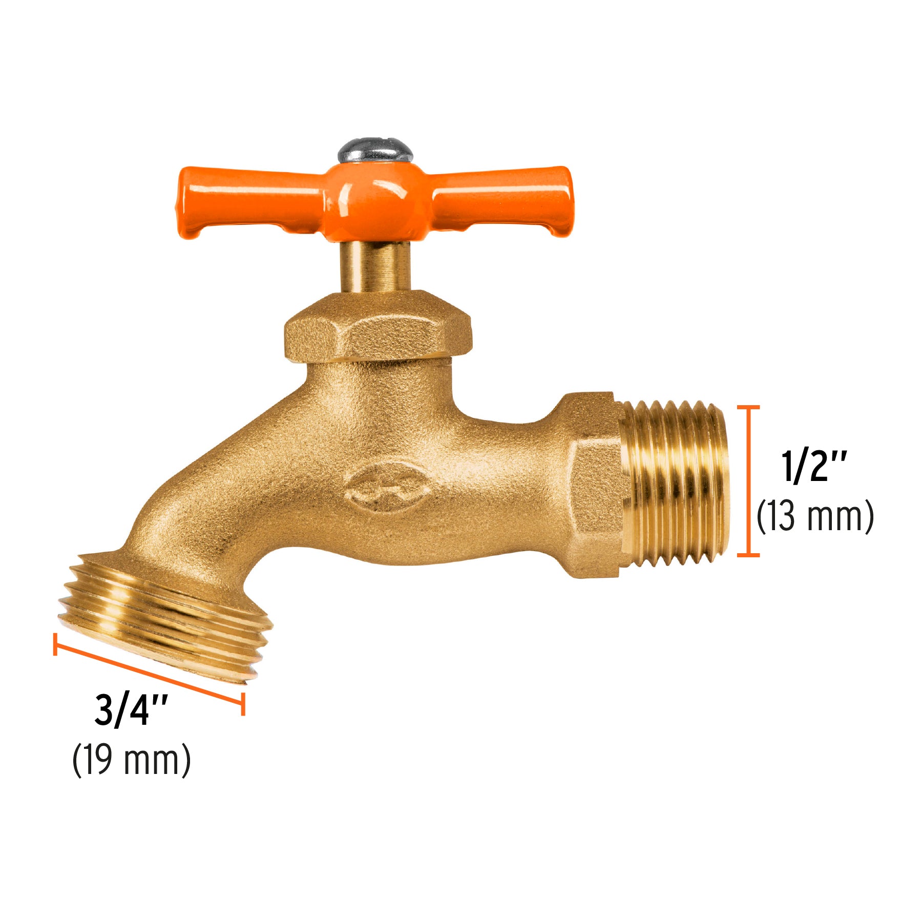 Llave p/manguera, de latón, 140g, 1/2', granel, TRUPER. Modelo: LLJ-140T