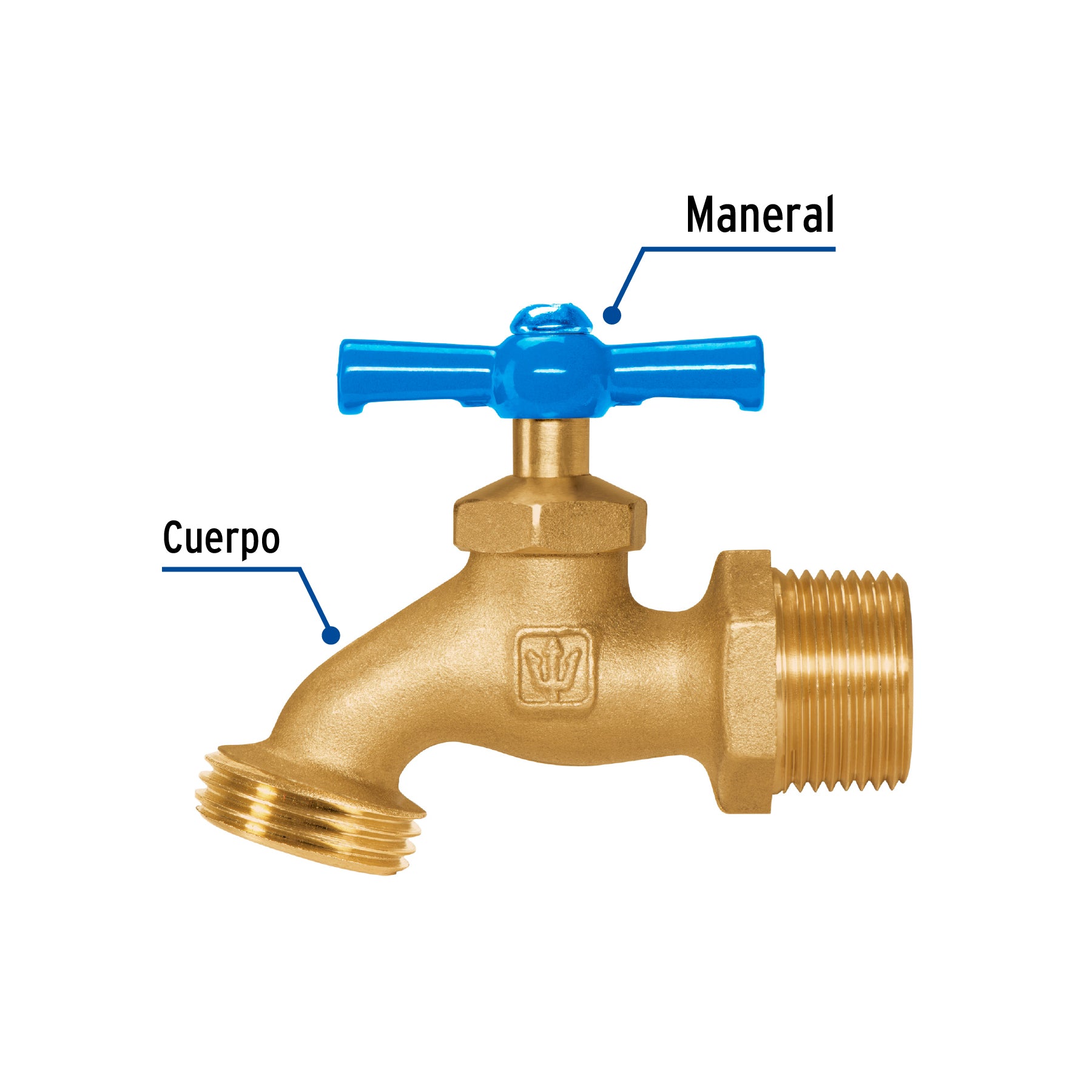 Llave p/manguera, de latón, 180g, 3/4', granel, FOSET. Modelo: LLJ-180