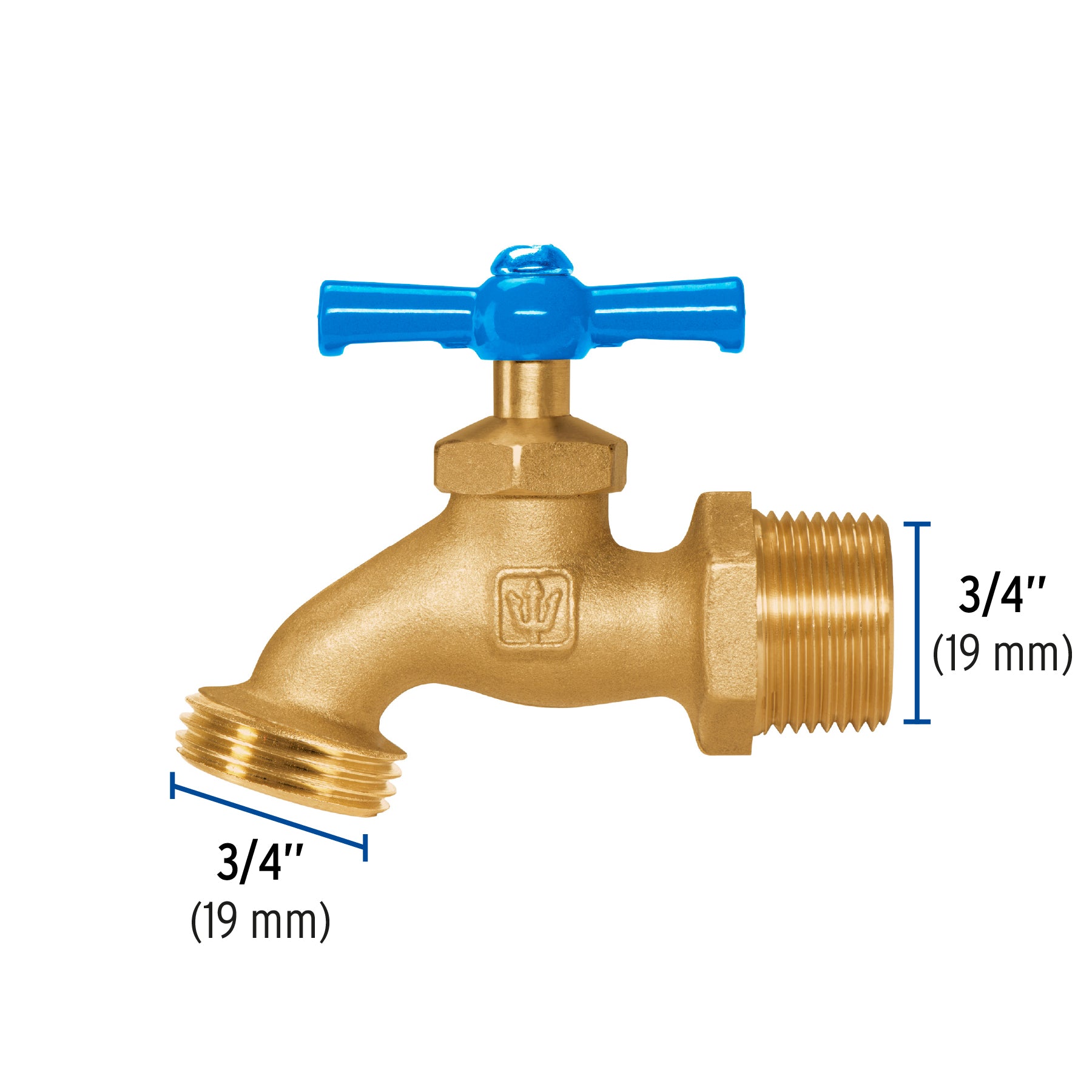 Llave p/manguera, de latón, 180g, 3/4', granel, FOSET. Modelo: LLJ-180