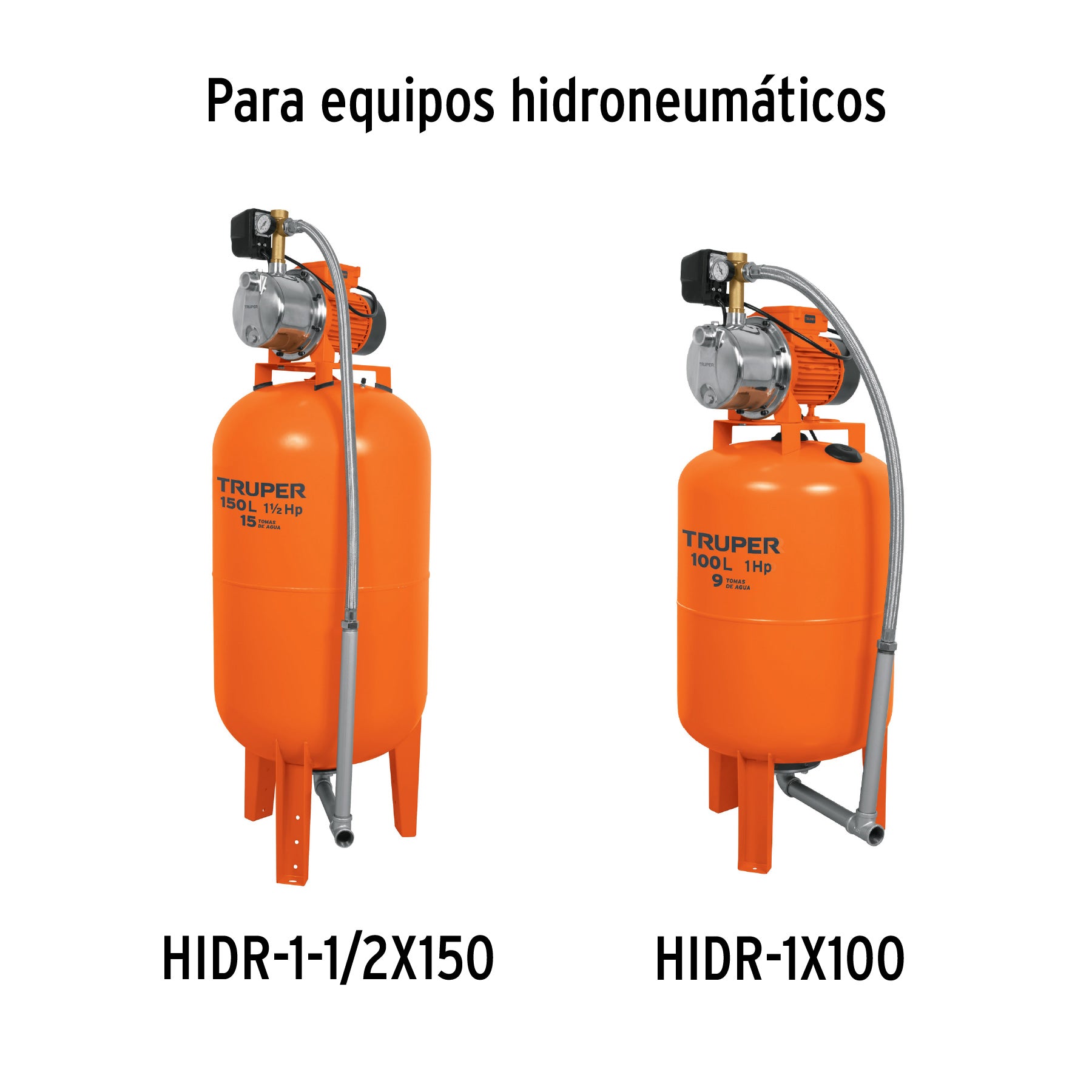 Manguera para equipos hidroneumáticos de 100 y 150 L, TRUPER. Modelo: MAN-HIDR1015