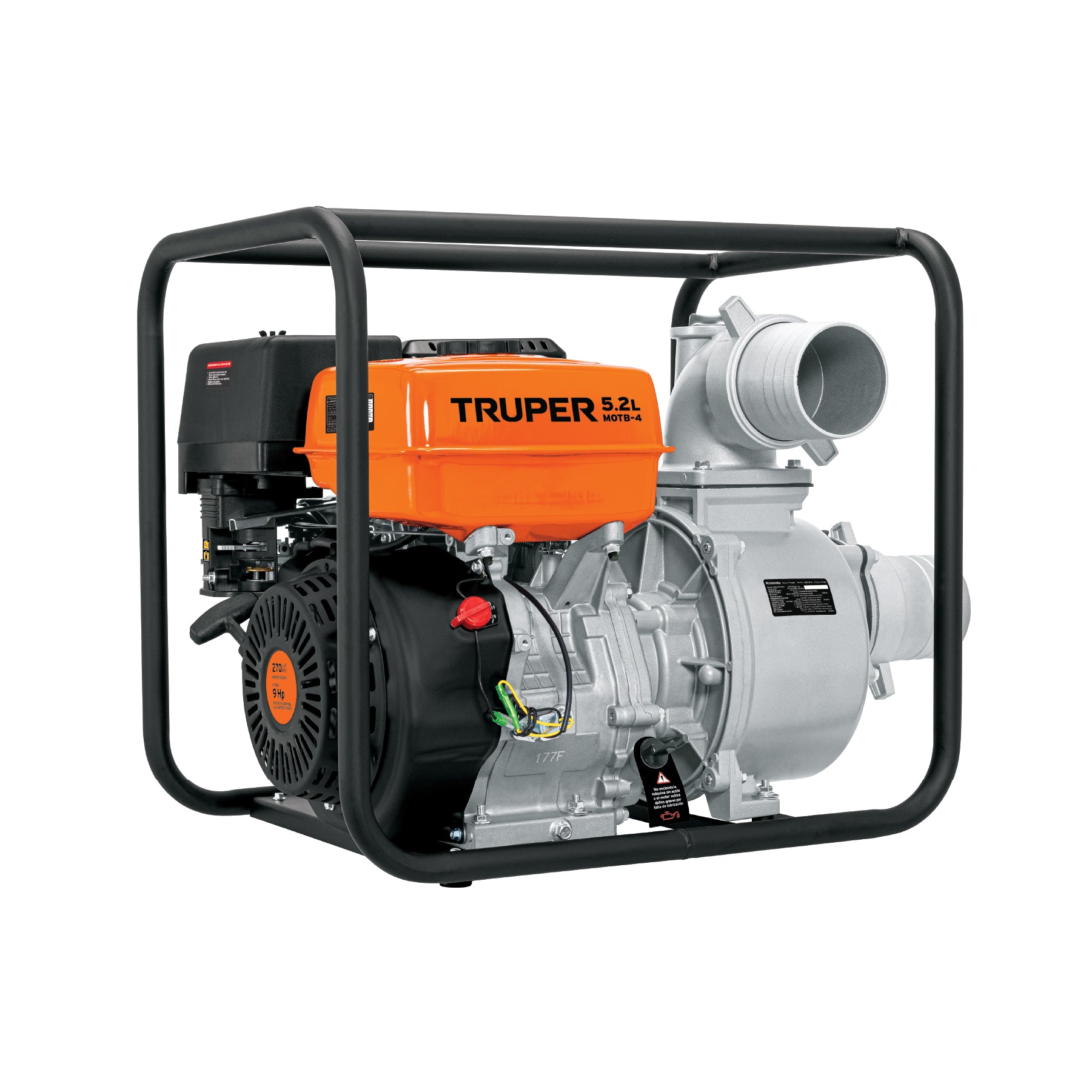Motobomba autocebante 4'x4', gasolina 9HP, agrícola, TRUPER. Modelo: MOTB-4