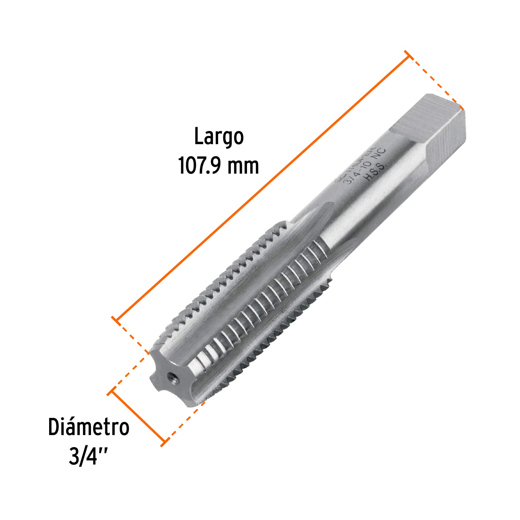 Machuelo semicónico 3/4'x10 UNC, estuche individual, TRUPER. Modelo: MT-3/4X10