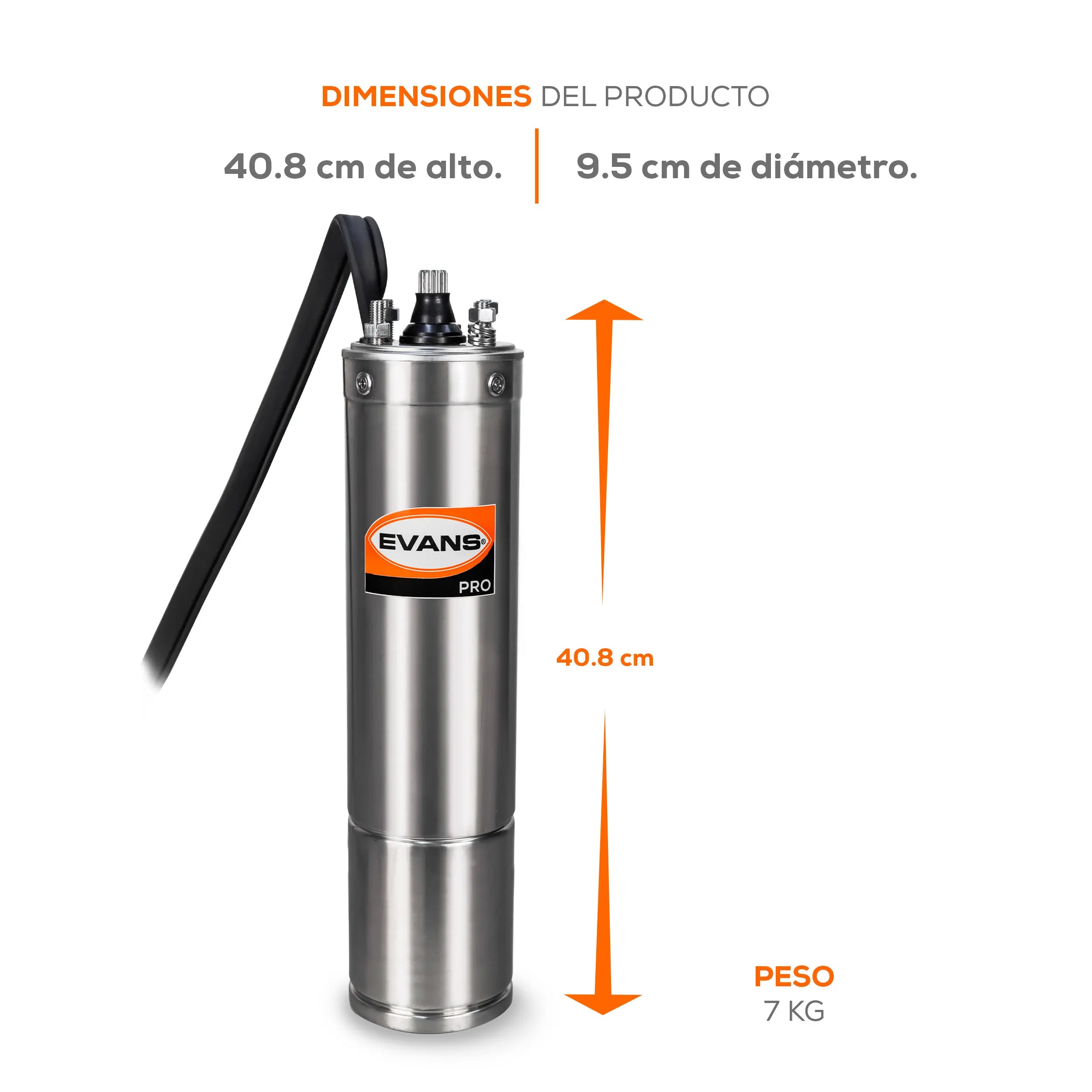 Motor sumergible 4",1/2HP a 220V Trifásico Marca EVANS. Modelo: E24S0050G-P