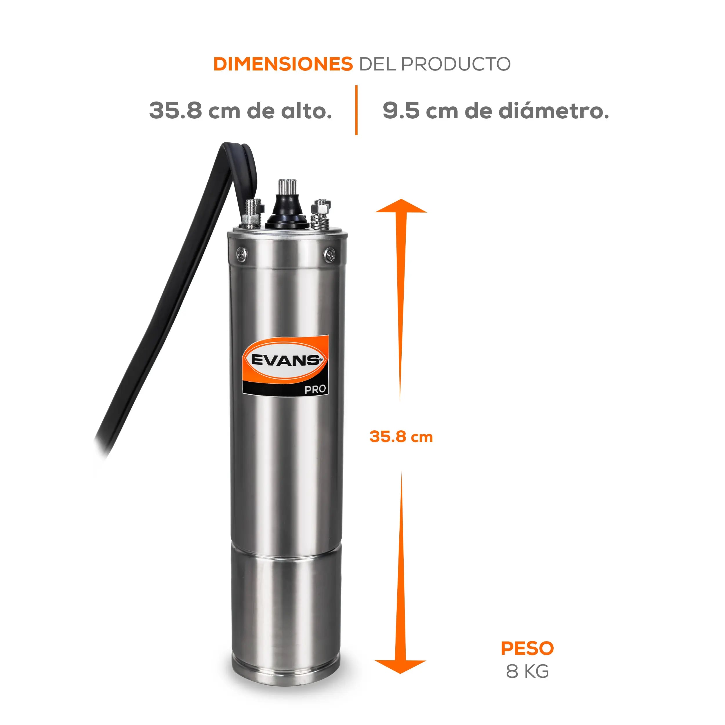 Motor sumergible 4",1/2HP a 110V 115 V Marca EVANS. Modelo: E24S050F3-P