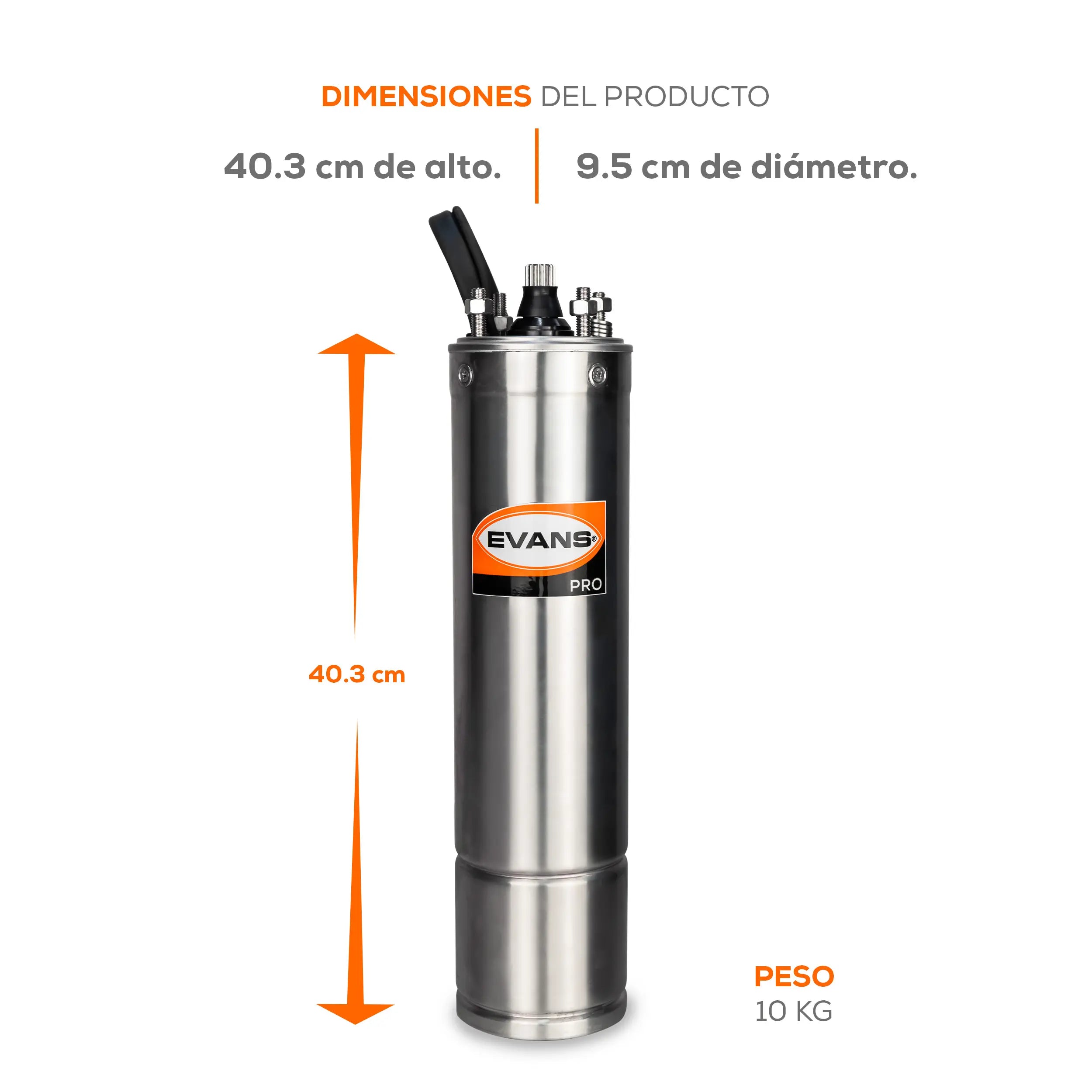 Motor sumergible 4", 1 HP a 220V Monofásico Marca EVANS. Modelo: E24S100G3-P