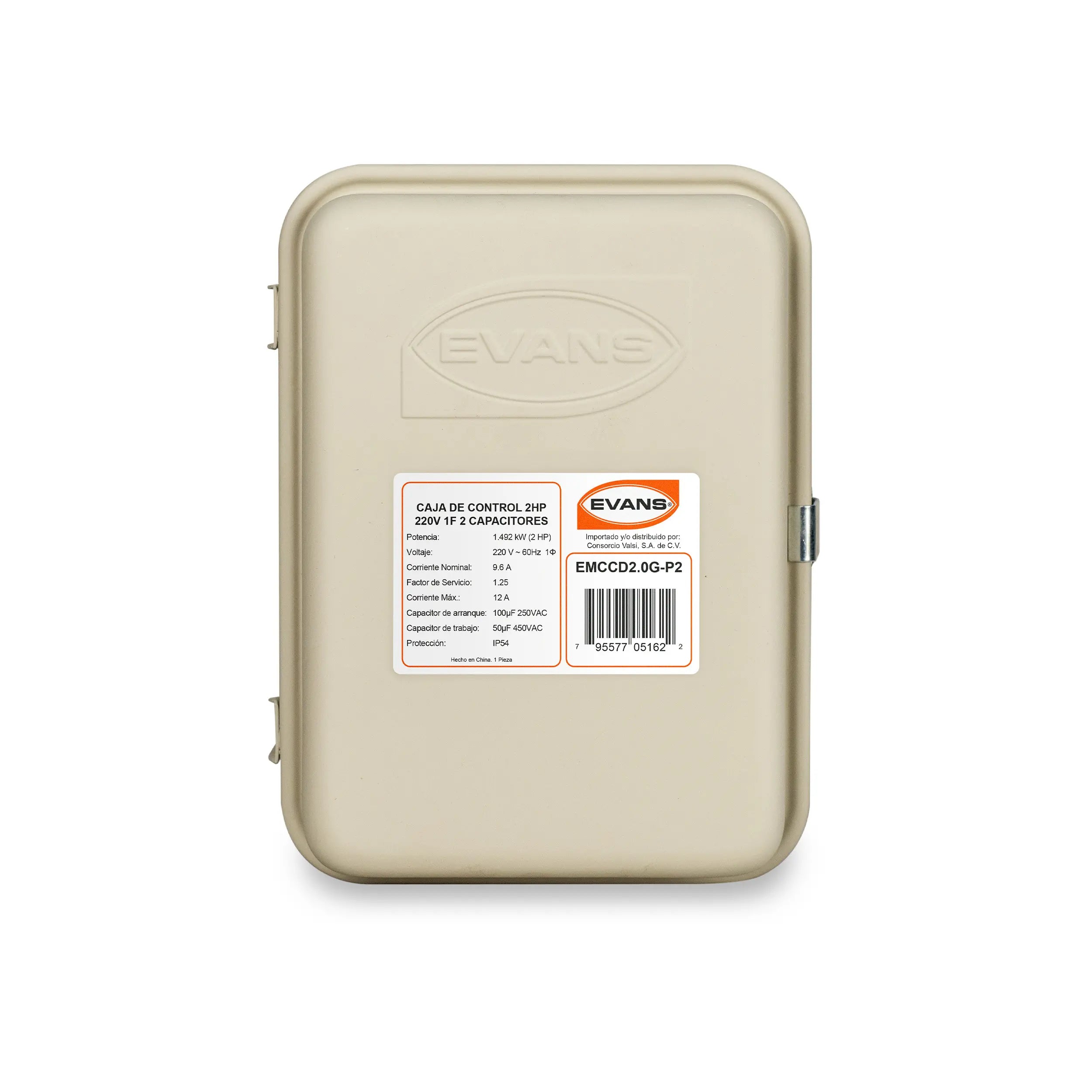 Caja de control 2 HP a 220 V Marca EVANS. Modelo: EMCCD2.0G-P2