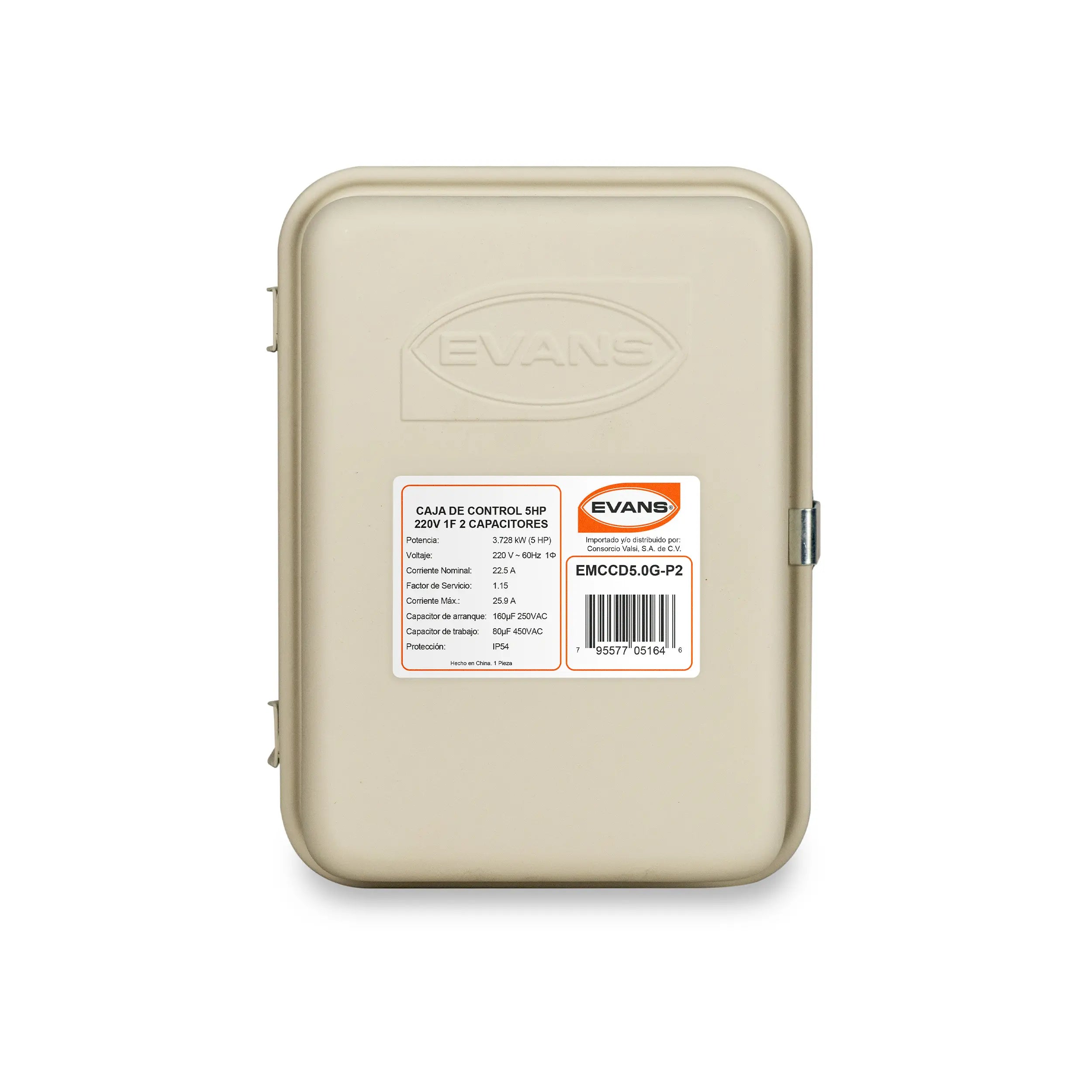 Caja de control 5 HP a 220 V Marca EVANS. Modelo: EMCCD5.0G-P2