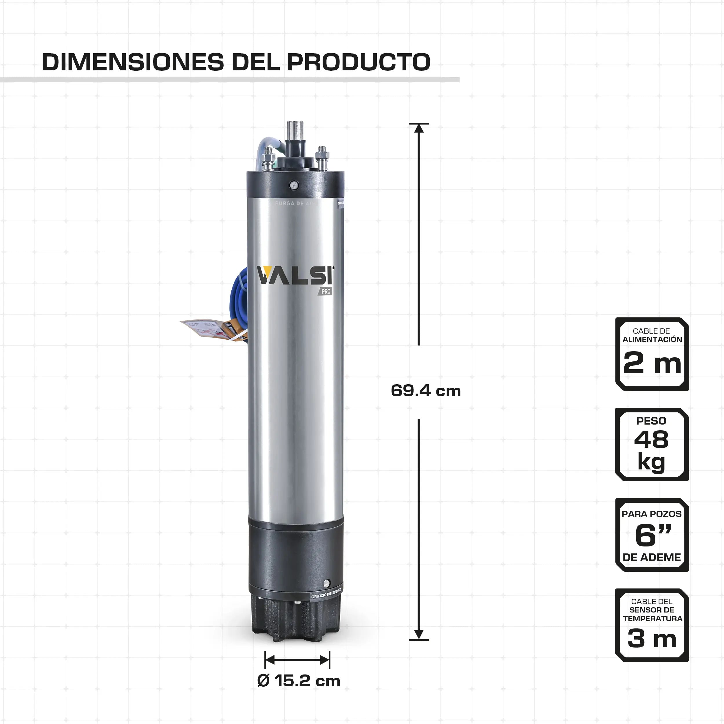 Motor sumergible 6",7.5HP a 220V Marca EVANS. Modelo: VP26S0750G-ST
