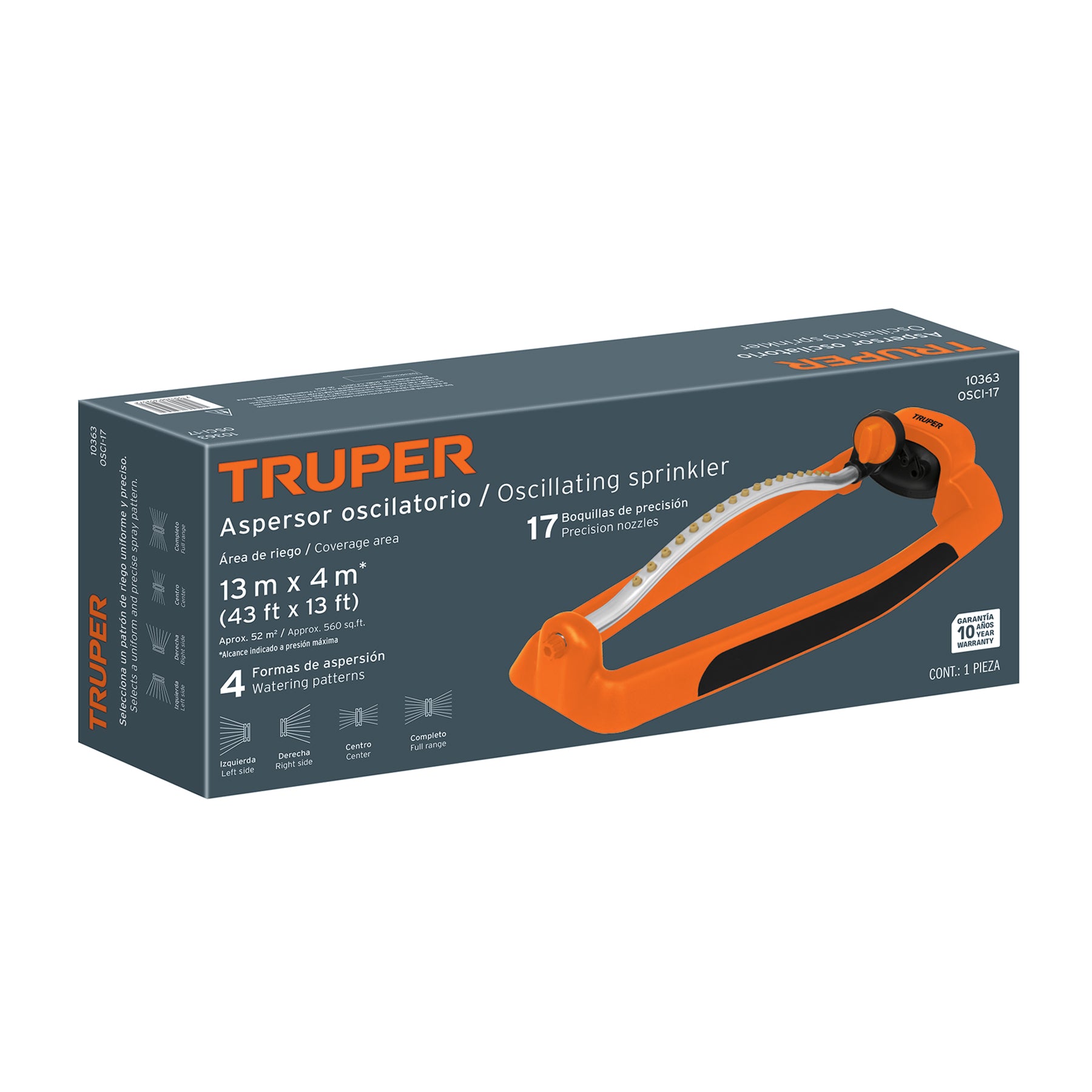 Aspersor oscilatorio, metal-plástico, TRUPER. Modelo: OSCI-17