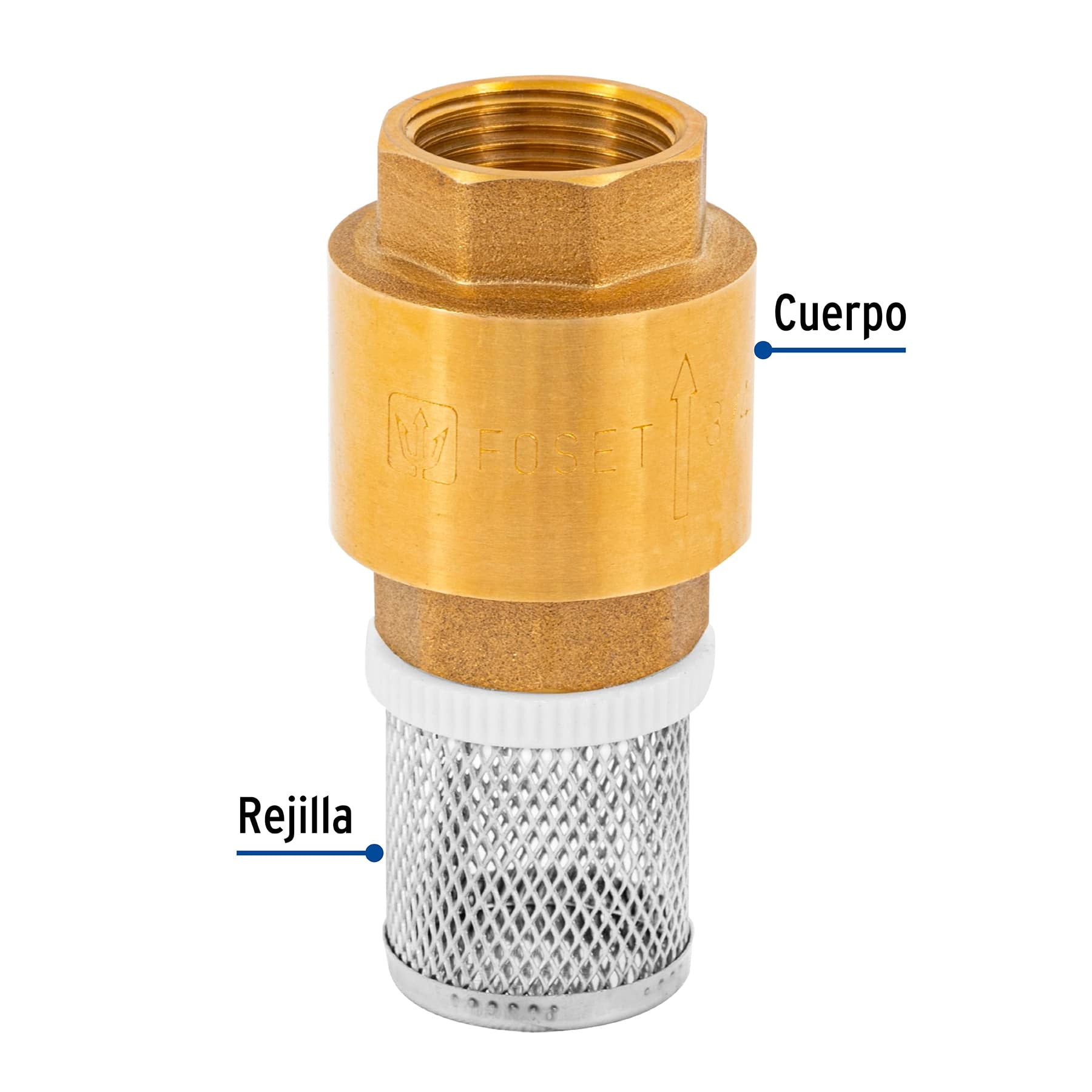 Pichancha con rejilla acero inoxidable 3/4', FOSET. Modelo: PICHA-3/4X