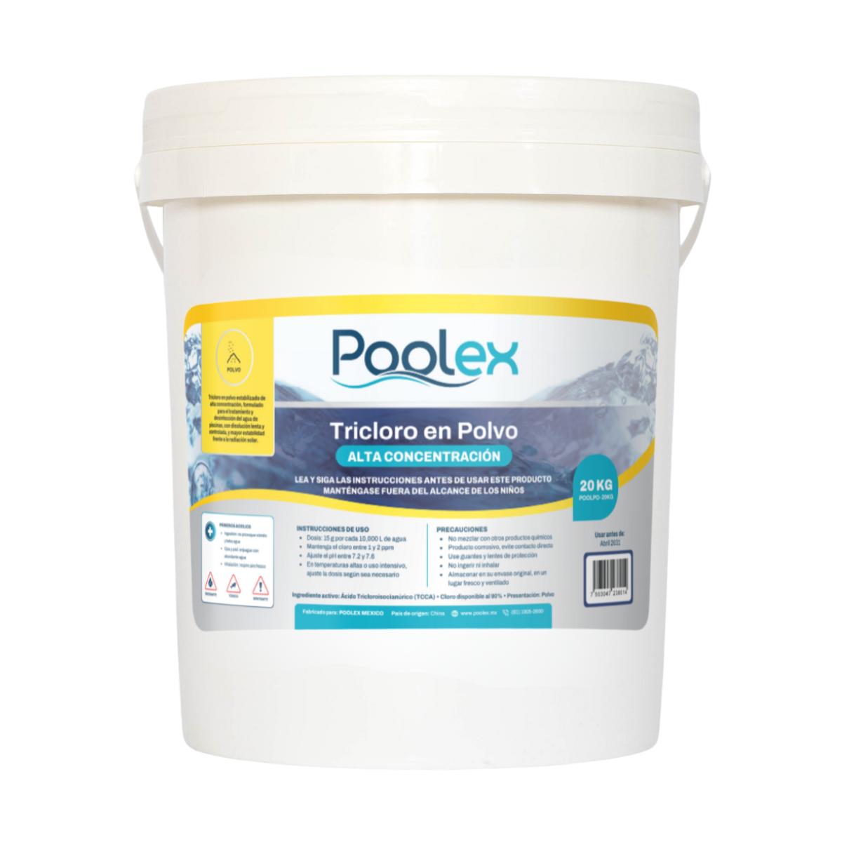 POOLEX Tricloro en Polvo (20 kg) para Piscinas, de Alta concentracion y acción prolongada
