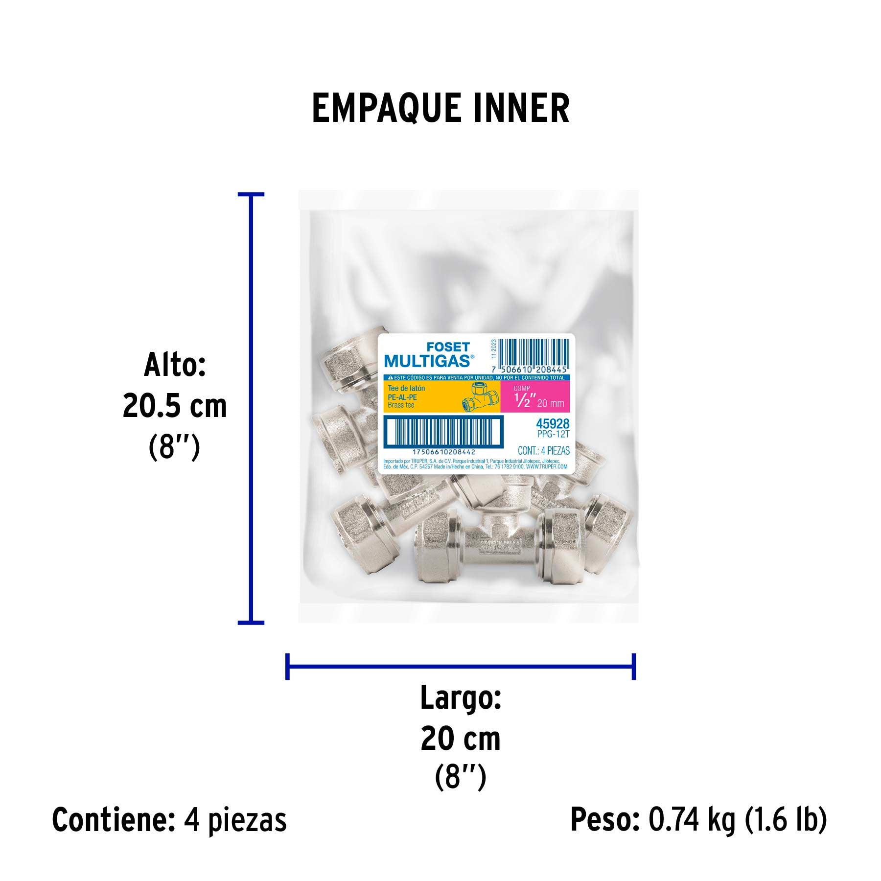 Tee para PEALPE, 1/2', FOSET. Modelo: PPG-12T