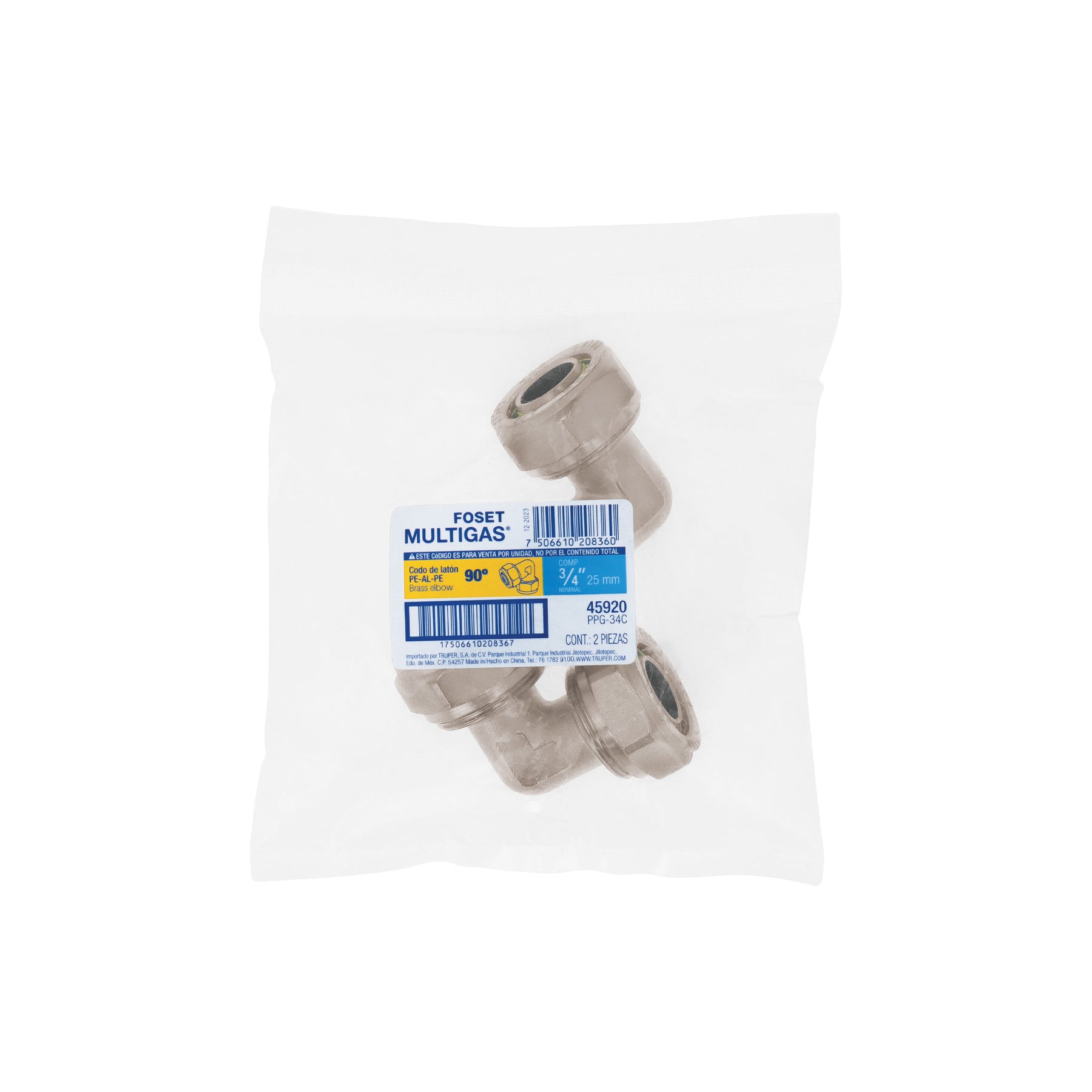 Codo 90° para PEALPE, 3/4', FOSET. Modelo: PPG-34C