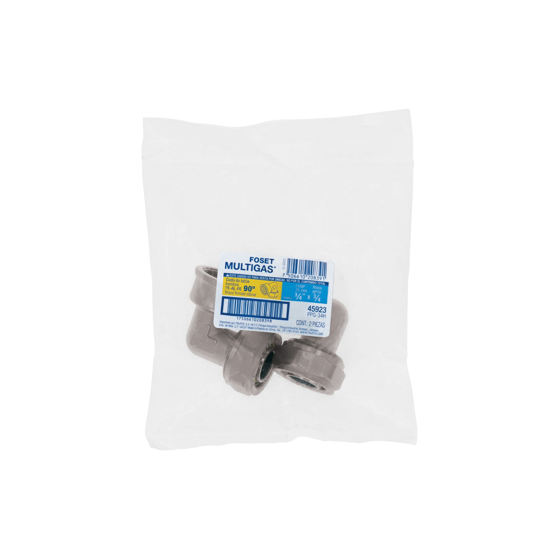 Codo 90° para PEALPE, 3/4', con rosca hembra, FOSET. Modelo: PPG-34H