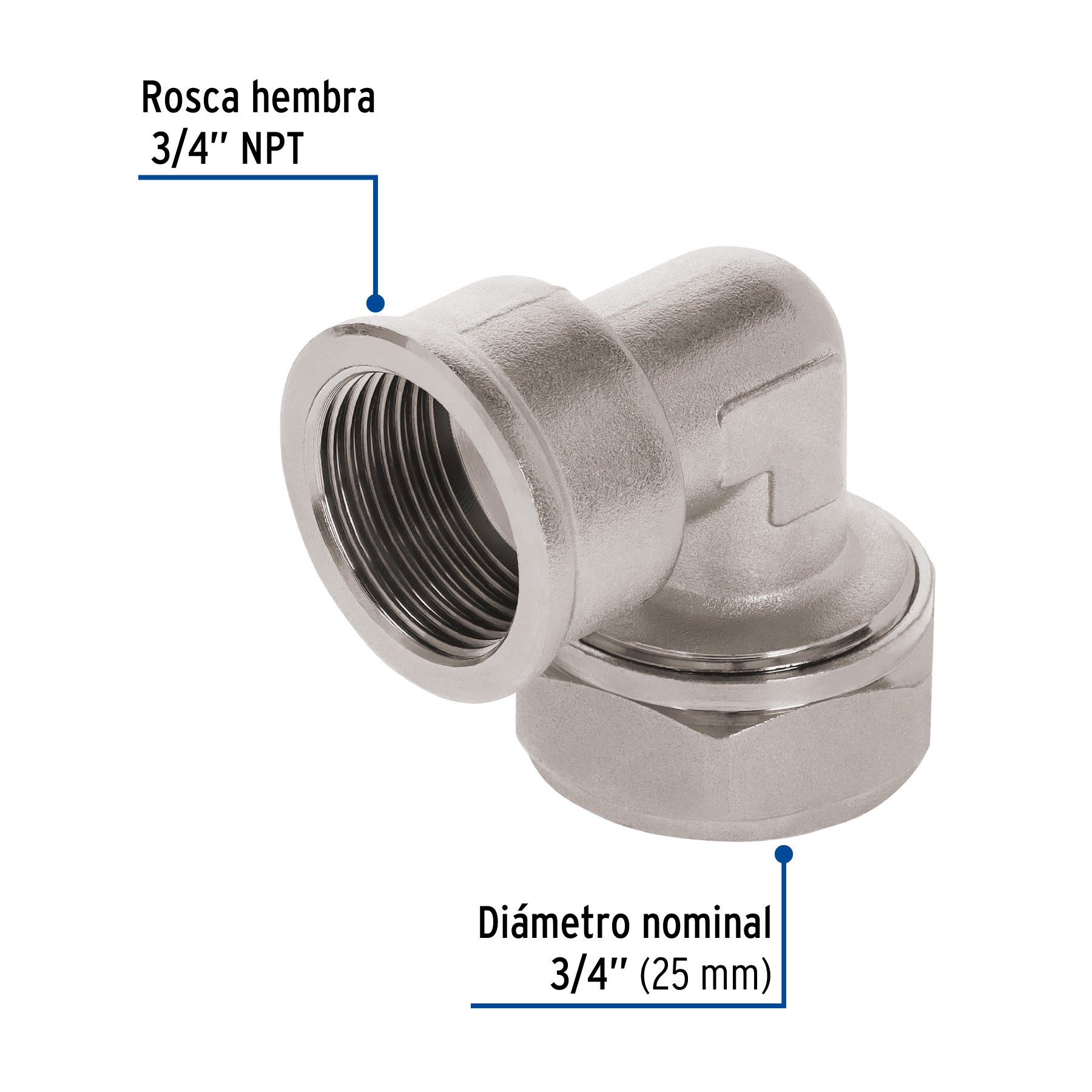 Codo 90° para PEALPE, 3/4', con rosca hembra, FOSET. Modelo: PPG-34H