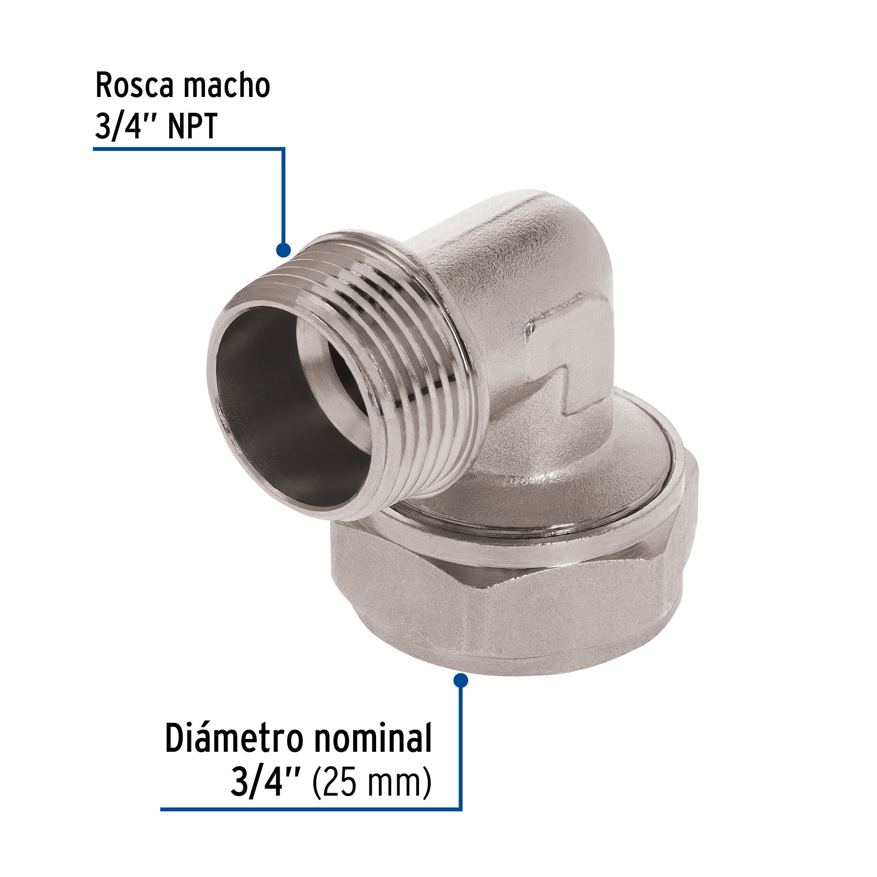 Codo 90° para PEALPE, 3/4', con rosca macho, FOSET. Modelo: PPG-34M