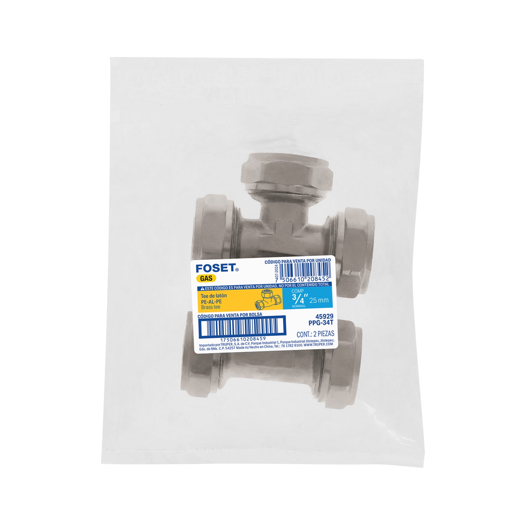 Tee para PEALPE, 3/4', FOSET. Modelo: PPG-34T