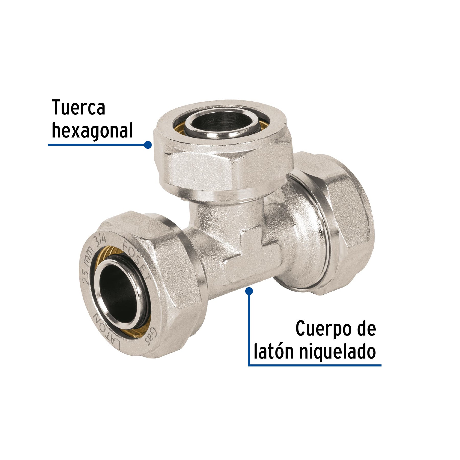 Tee para PEALPE, 3/4', FOSET. Modelo: PPG-34T