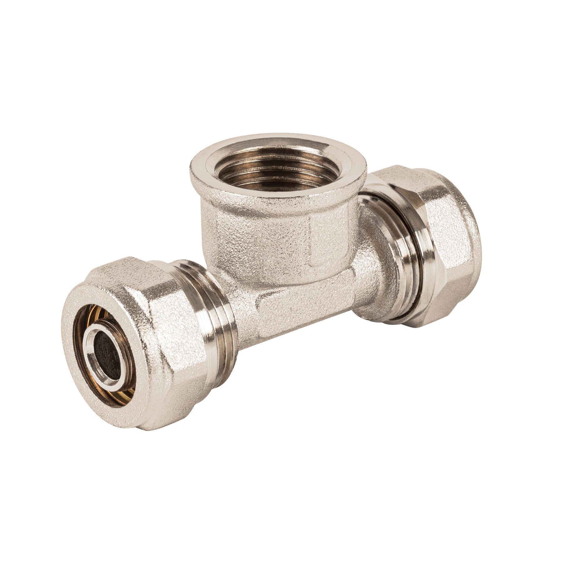 Tee para PEALPE,3/8x1/2x3/8',con rosca hembra central, FOSET. Modelo: PPG-3812TH