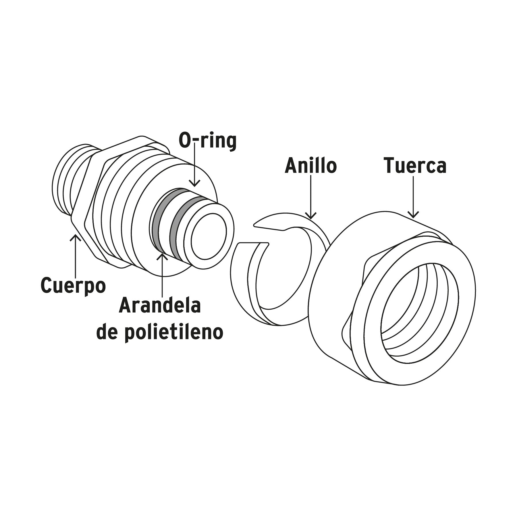 Tee para PEALPE, 3/8', FOSET. Modelo: PPG-38T