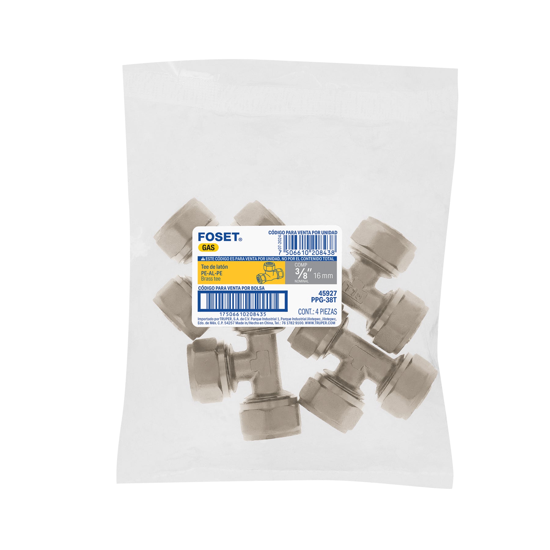 Tee para PEALPE, 3/8', FOSET. Modelo: PPG-38T