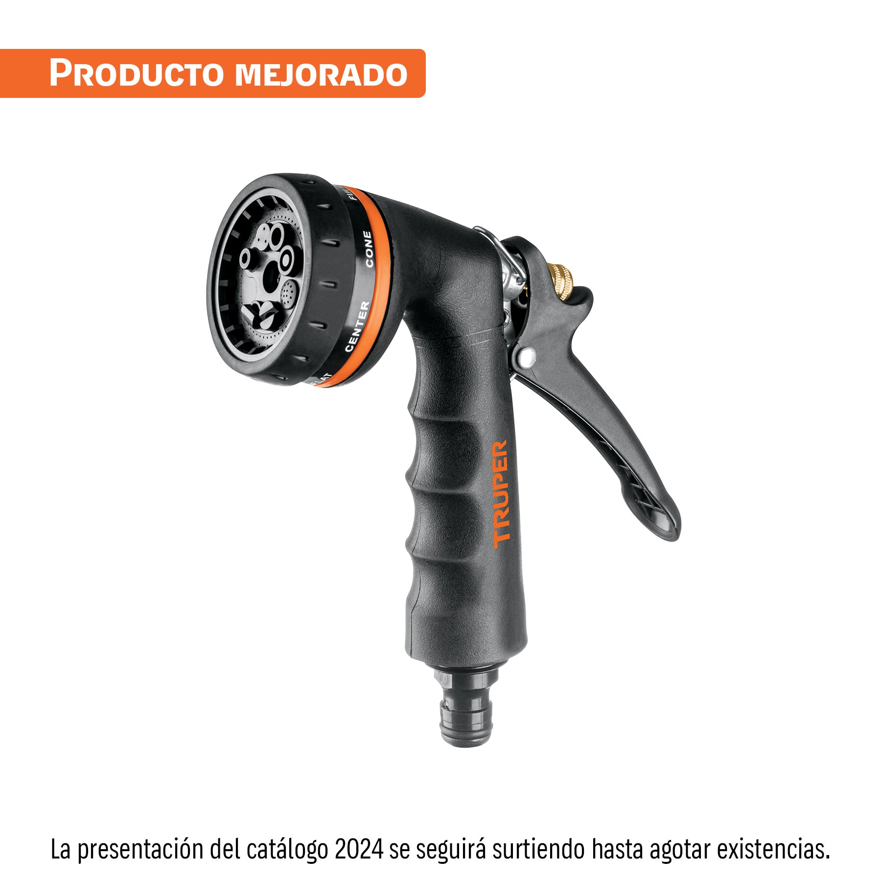 Pistola para riego de 8 funciones metálica con recubrimiento. Modelo: PR-208