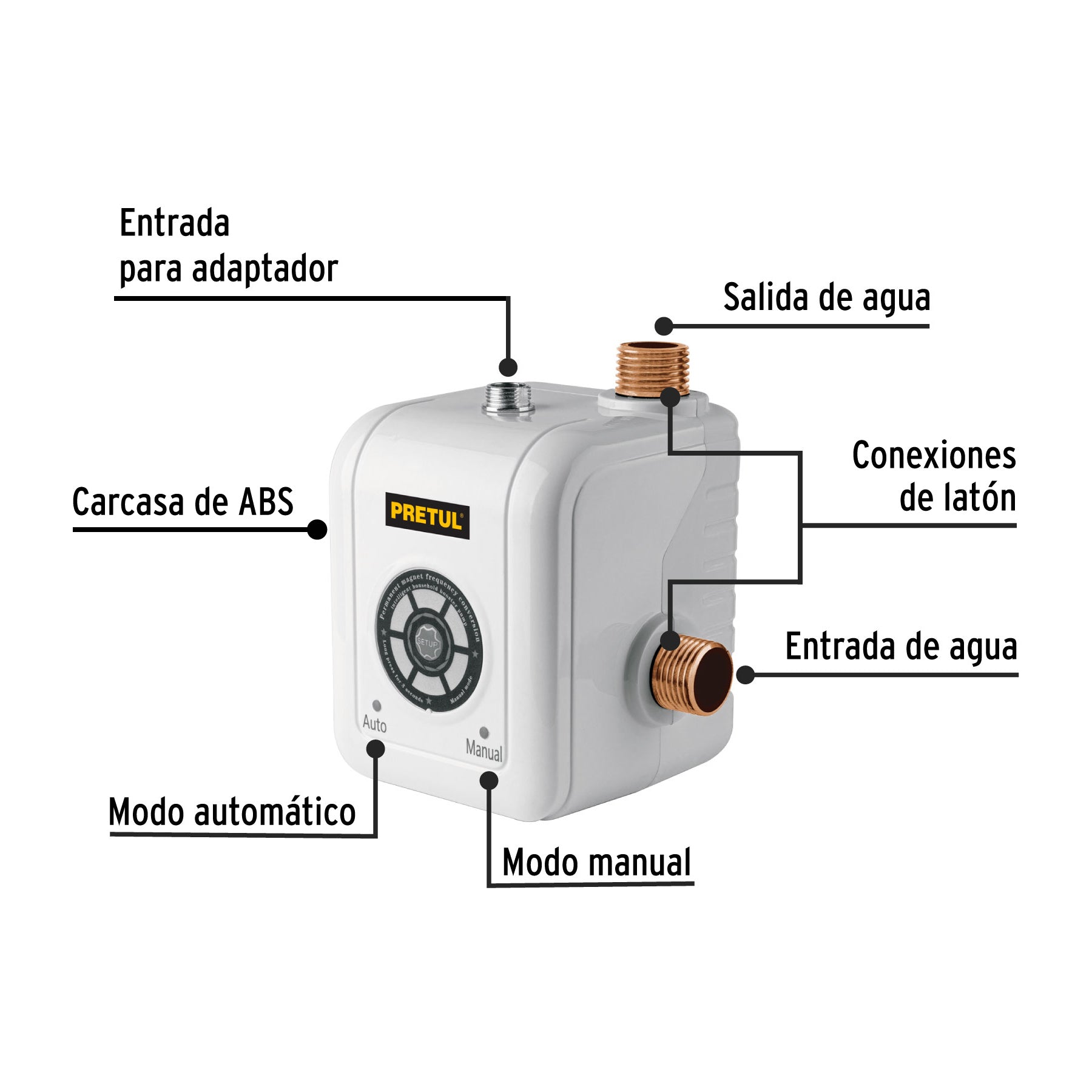 Bomba presurizadora 1/10 HP, PRETUL. Modelo: PRE-1/10P