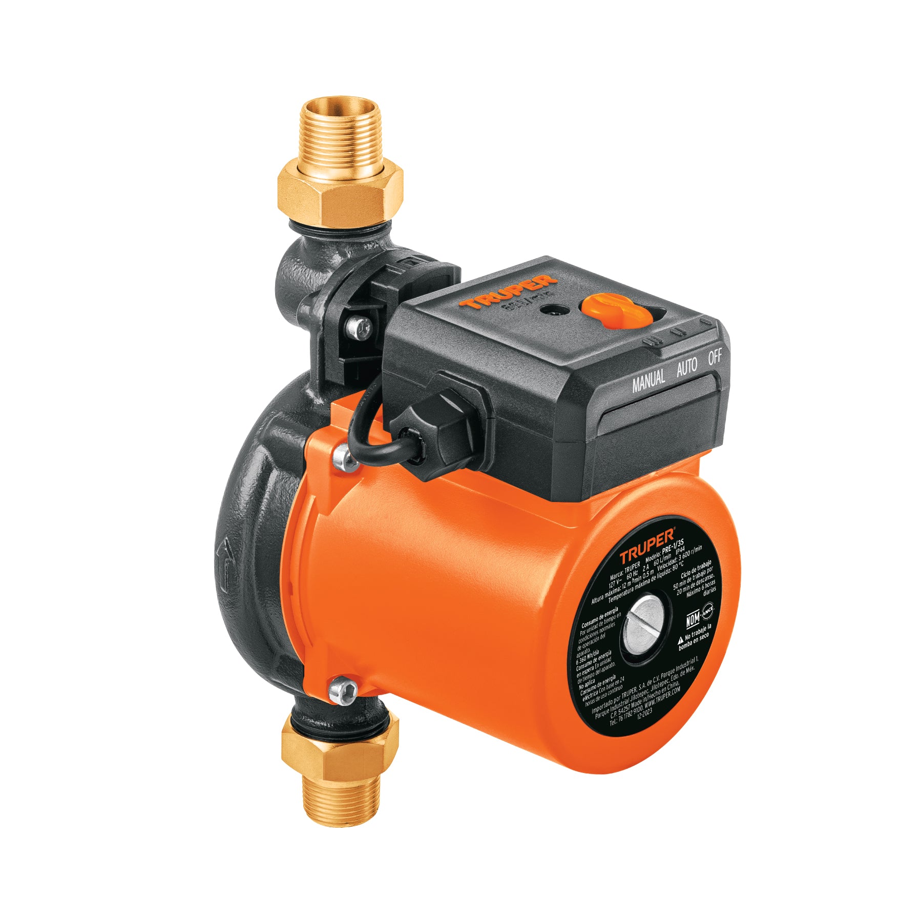 Bomba presurizadora 1/3 HP, TRUPER. Modelo: PRE-1/3S