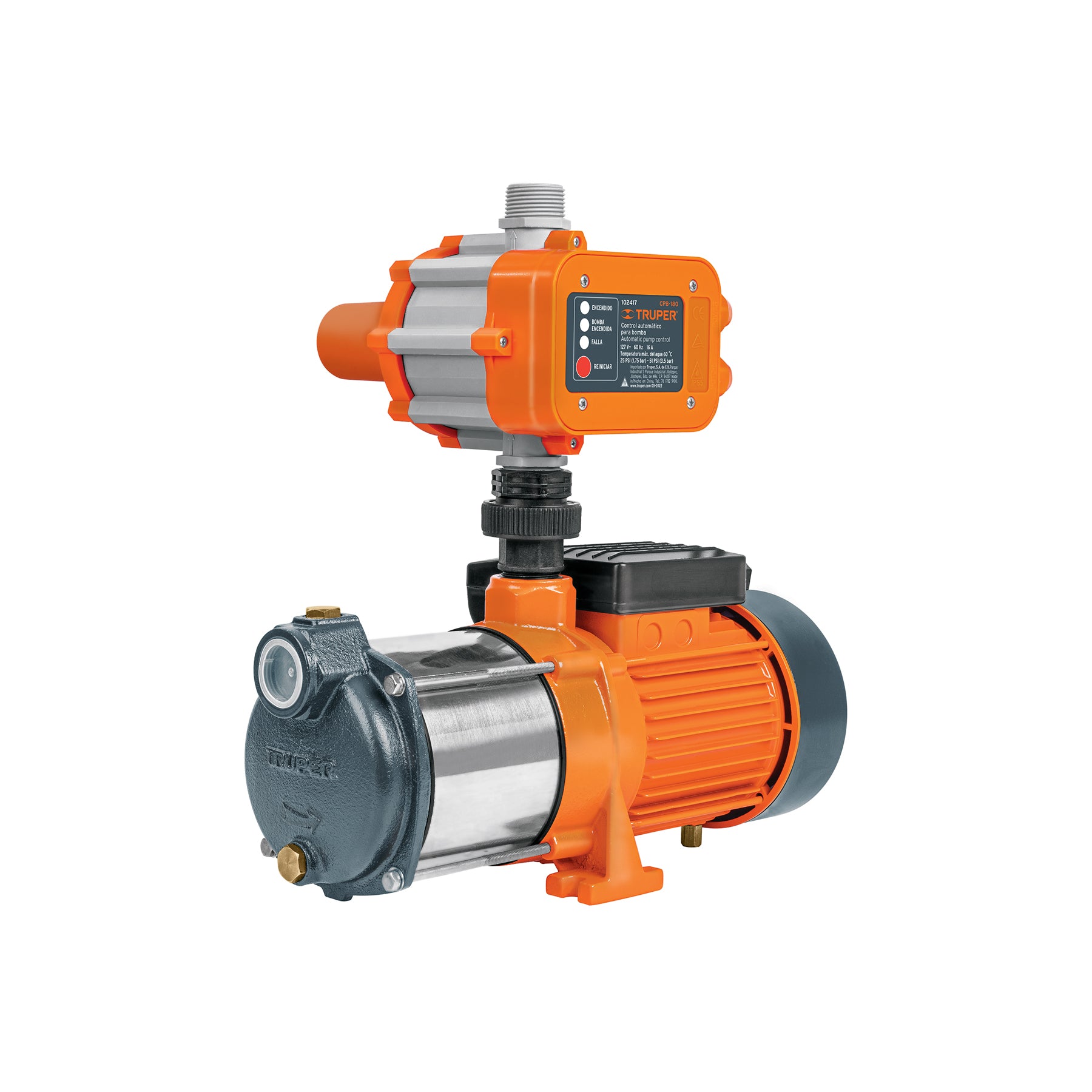 Bomba presurizadora multietapas 1 HP con control, TRUPER. Modelo: PREM-1