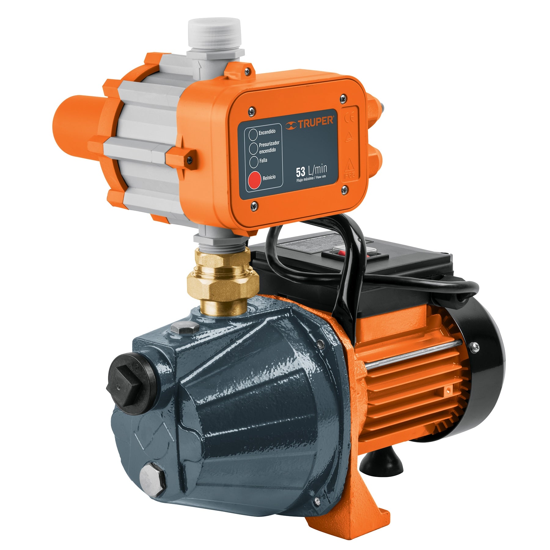 Bomba presurizadora jet hierro 1 HP con control, TRUPER. Modelo: PRES-1