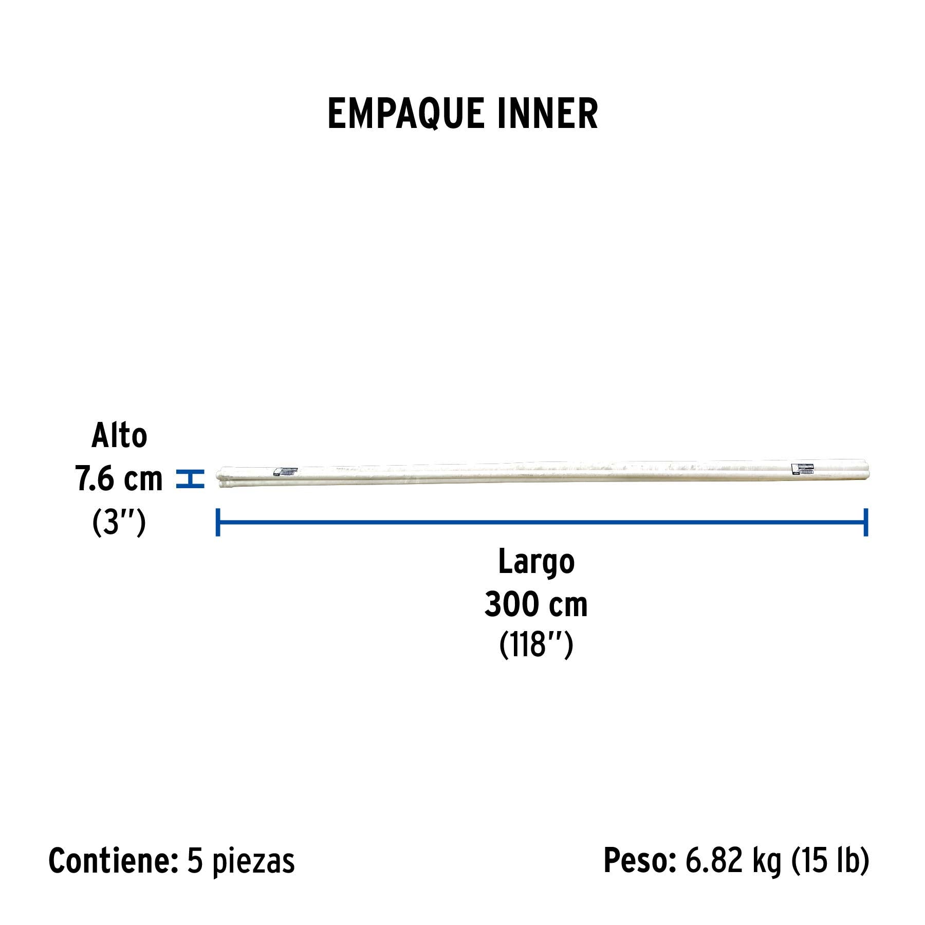 Tubo de 1' PVC hidráulico cédula 40, 3m, 1.4kg, FOSET. Modelo: PVC-003