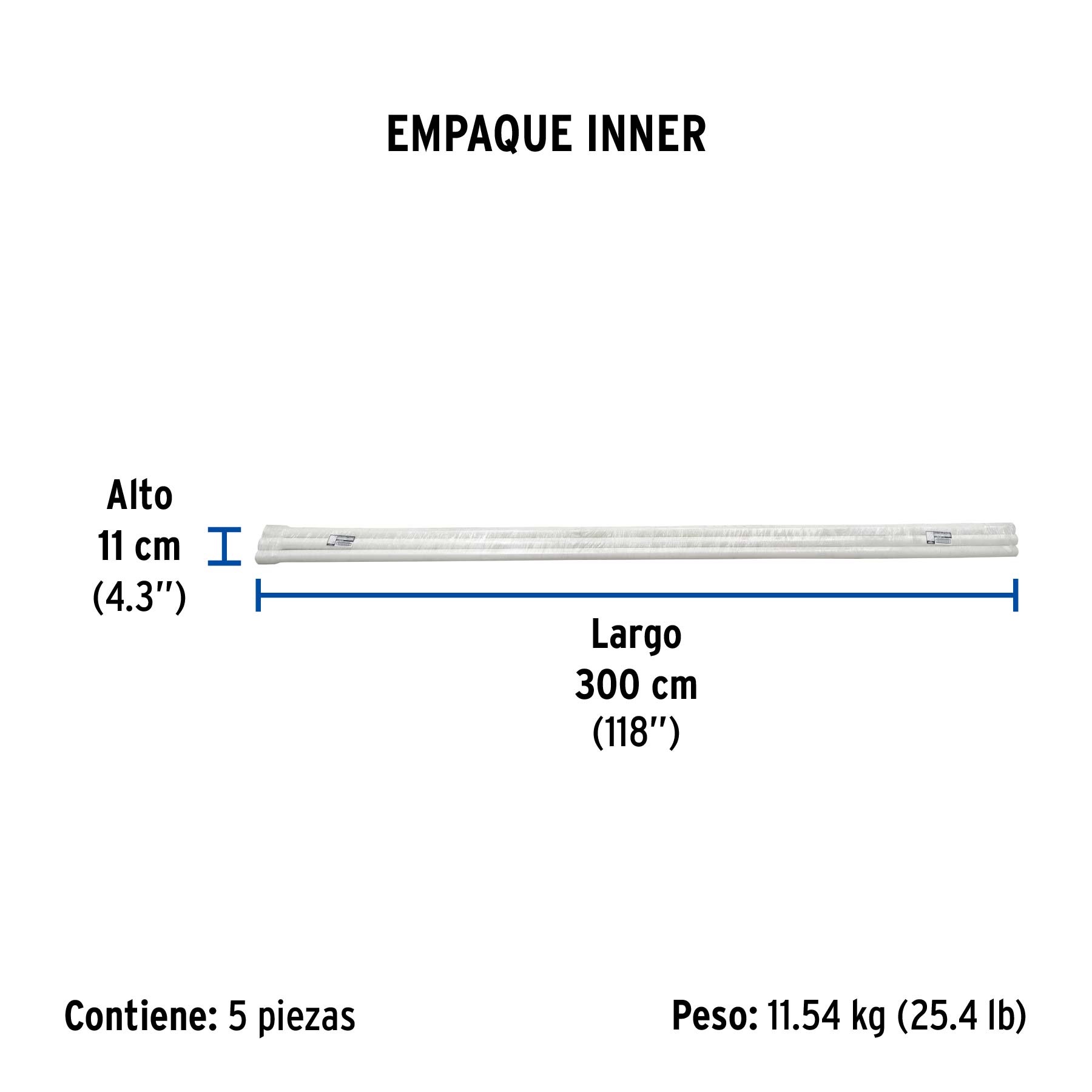 Tubo de 1-1/2' PVC hidráulico cédula 40, 3m, 2.3kg, FOSET. Modelo: PVC-005