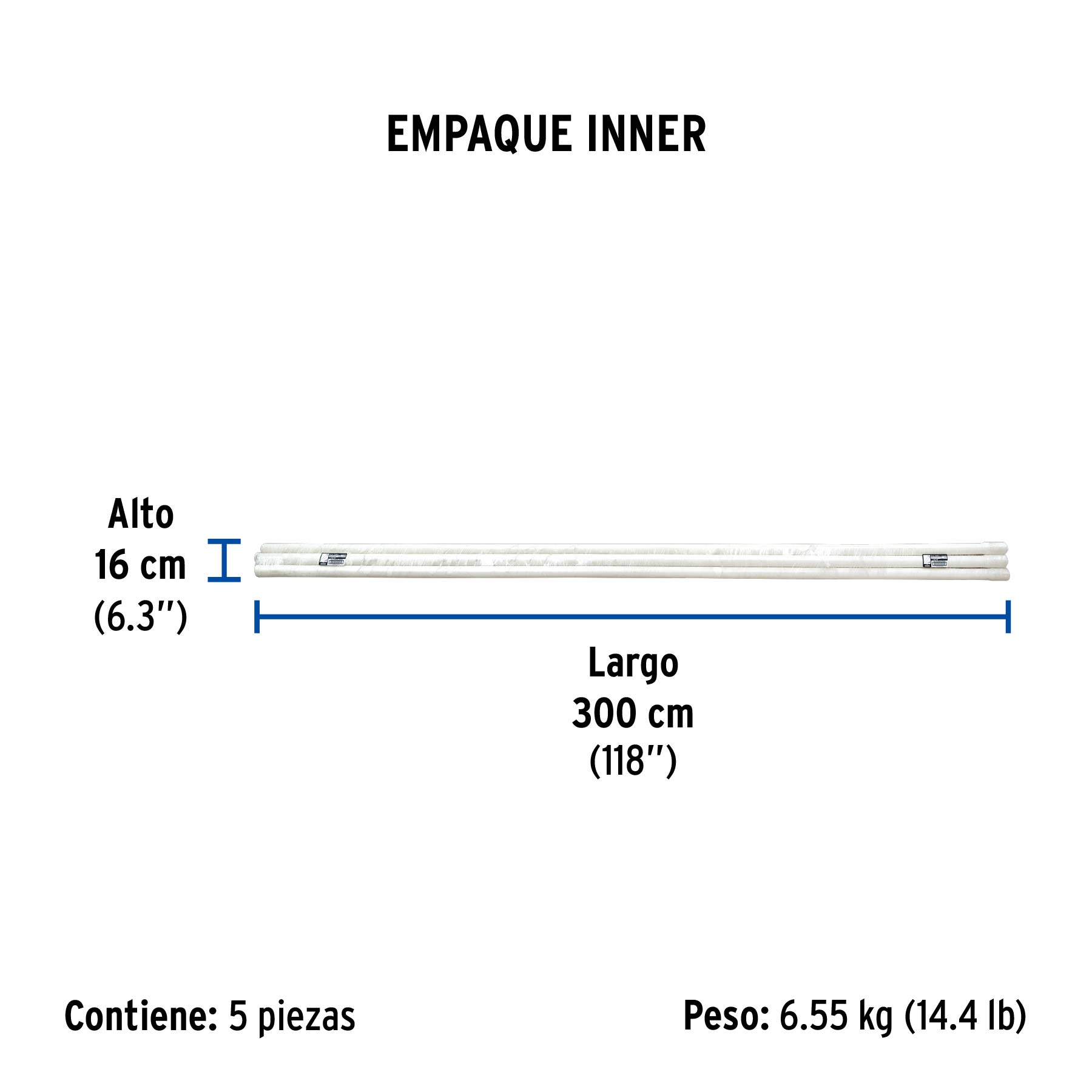 Tubo de 1-1/2' PVC hidráulico RD 26, 3m, 1.2kg, FOSET. Modelo: PVC-105